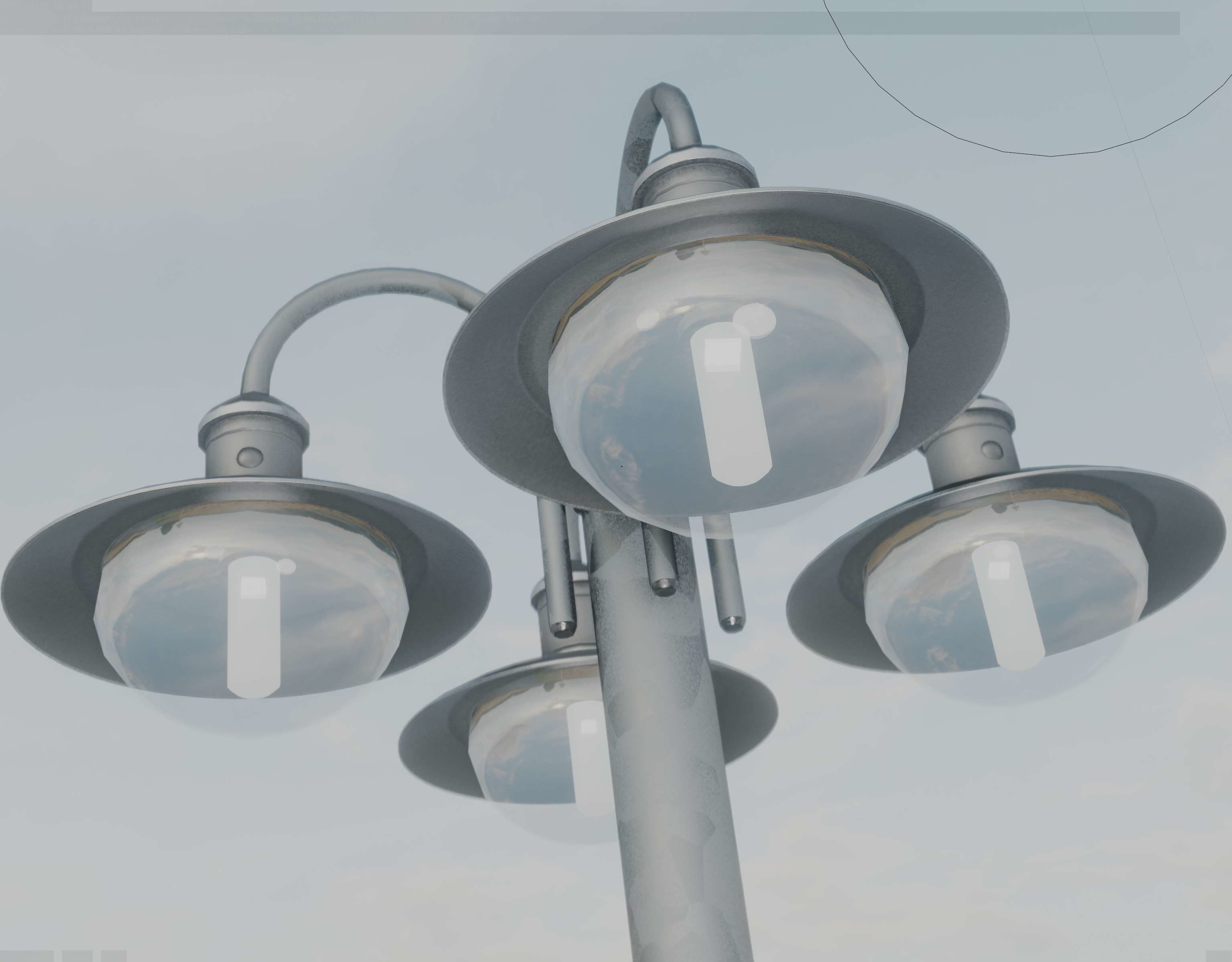 Street Light -7- Galvanized Version -4 Lamps- Low-poly 3D model_48