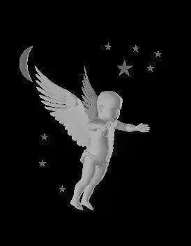 cupid baby angel with wings flying in sky