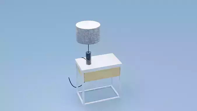 Minimal Bedside Table with Lamp