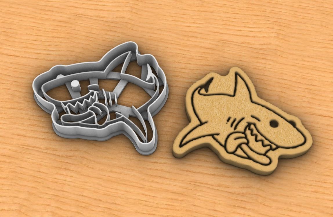 Shark cookie cutter 3D print model_4