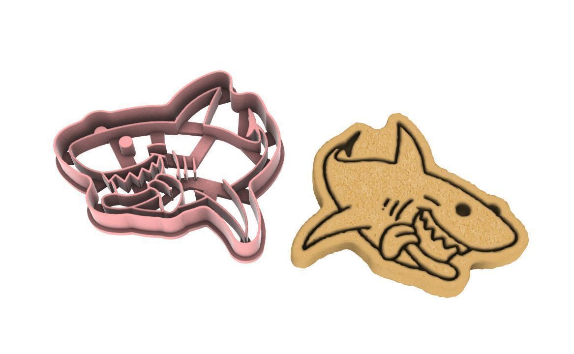 Shark cookie cutter 3D print model_5