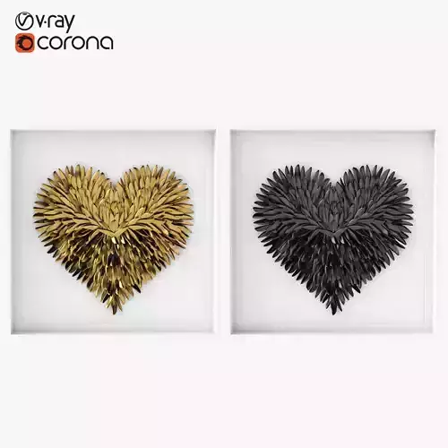 Restoration Hardware Feathered Heart Art