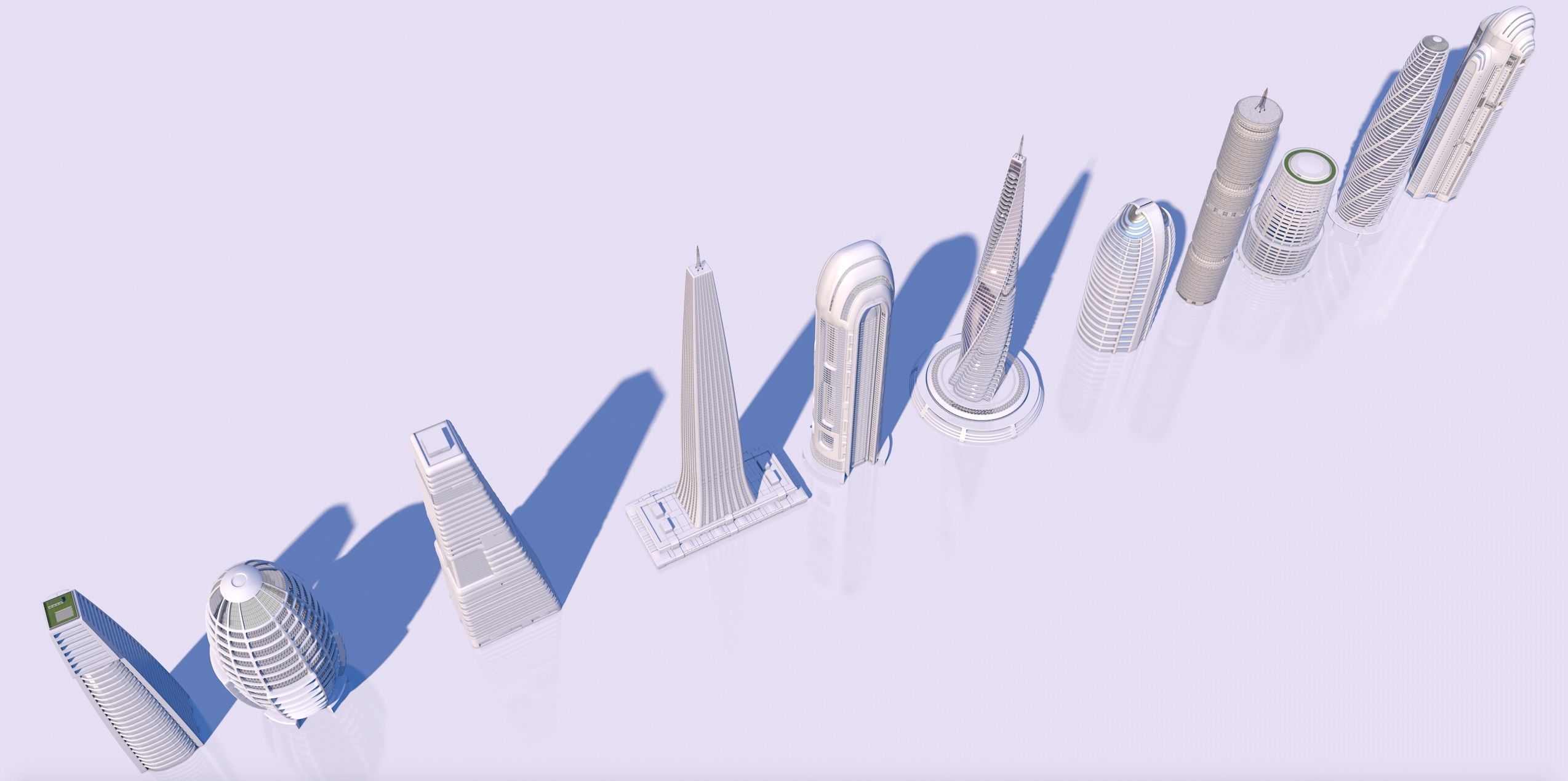 Futuristic skyscrapers downtown 3D model_2