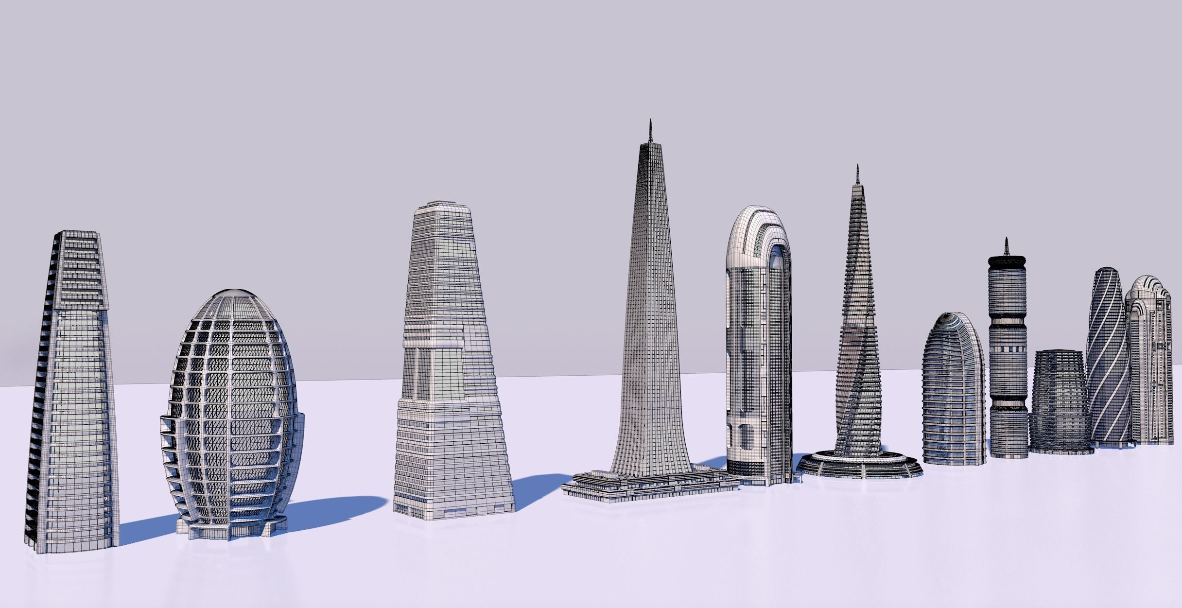Futuristic skyscrapers downtown 3D model_15