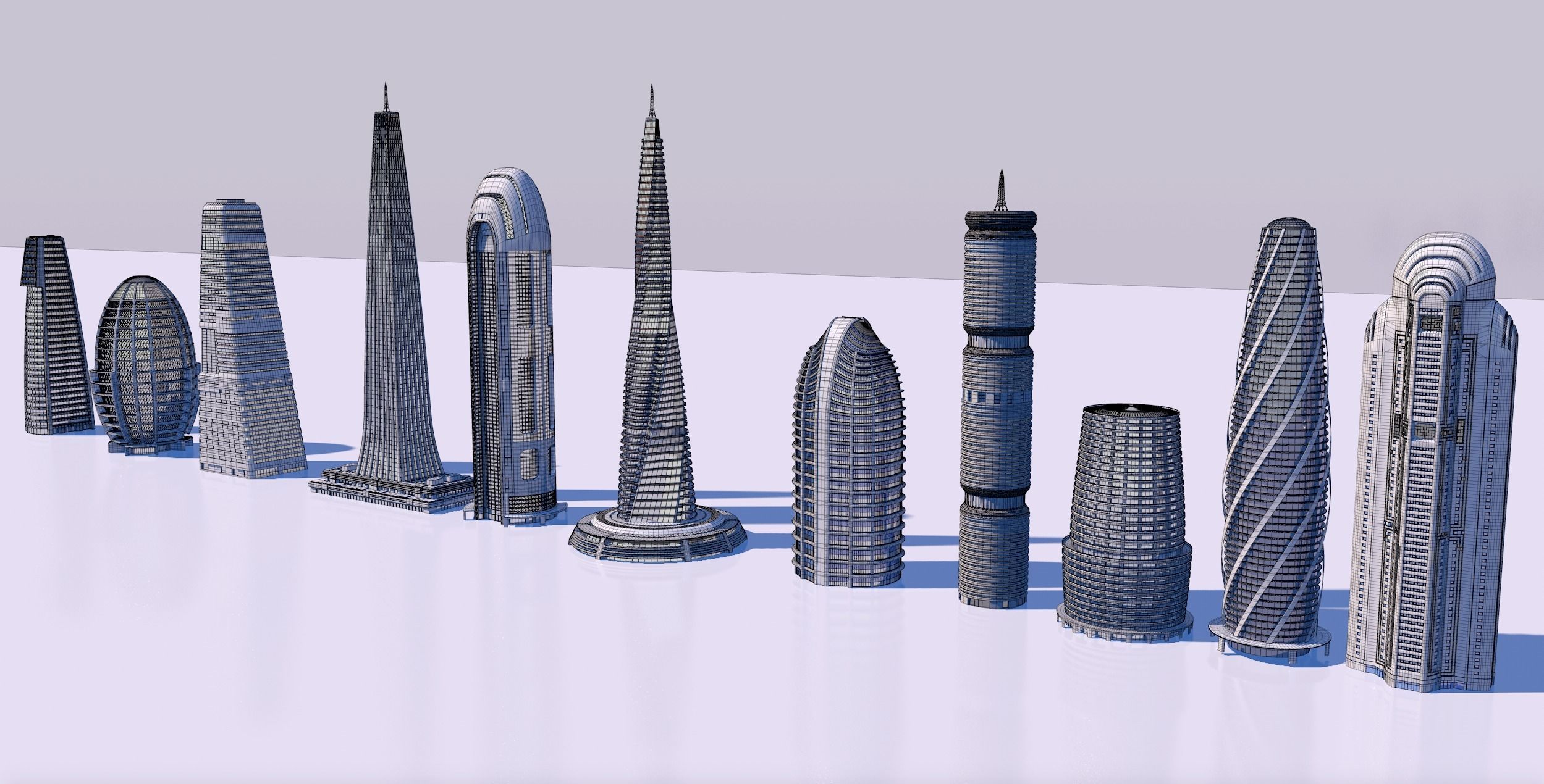 Futuristic skyscrapers downtown 3D model_14