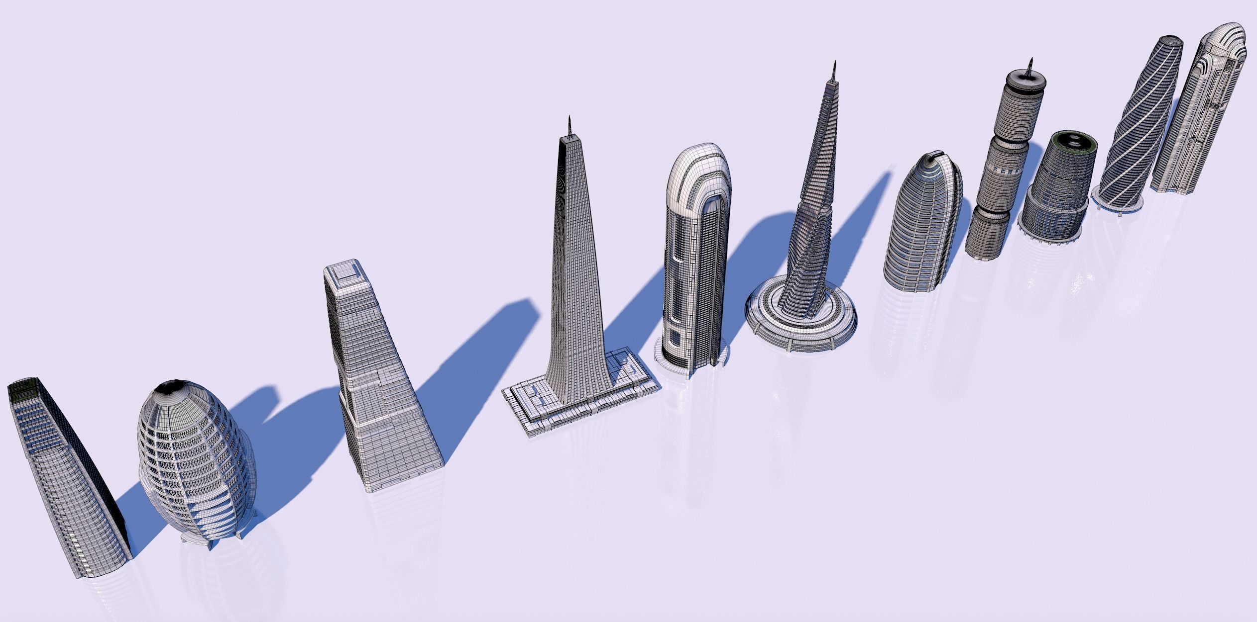 Futuristic skyscrapers downtown 3D model_16