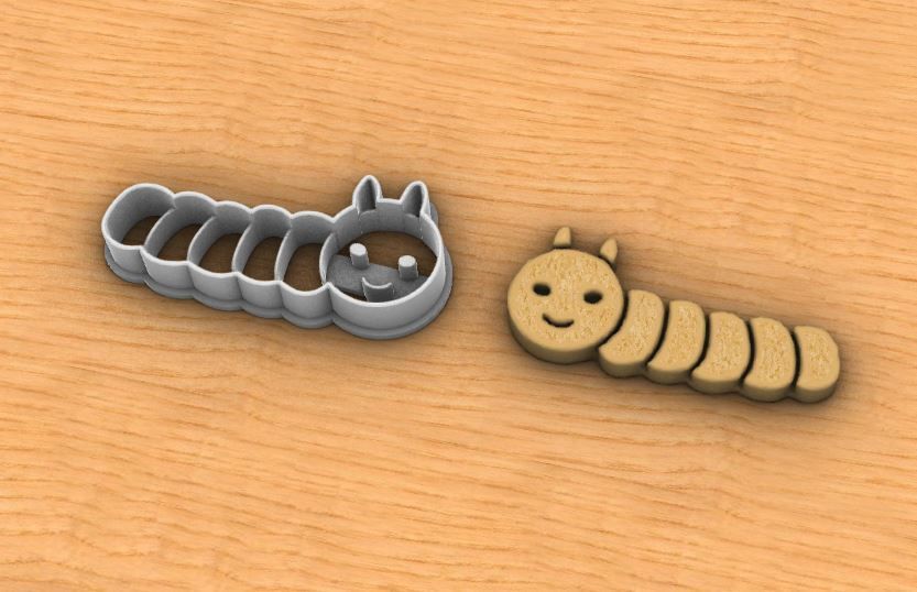 Worm cookie cutter 3D print model_4