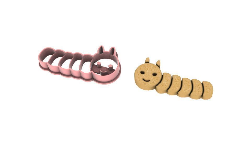 Worm cookie cutter 3D print model_5
