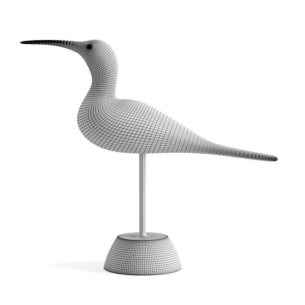 Hand Carved Wooden Sandpiper 3D model_5