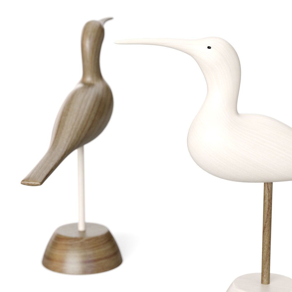 Hand Carved Wooden Sandpiper 3D model_3