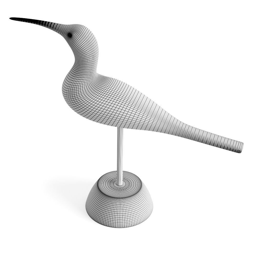 Hand Carved Wooden Sandpiper 3D model_4