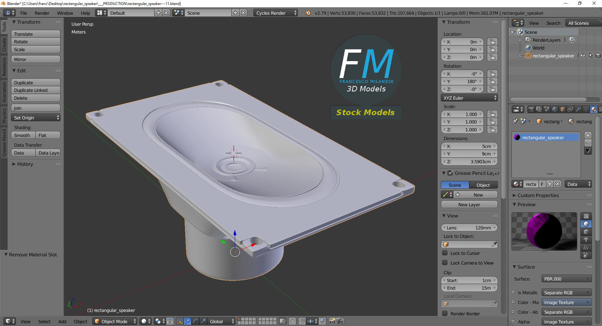 Rectangular speaker 3D model_9
