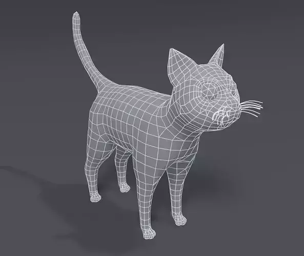 Cartoon Cat Base Mesh 3D Model Low-poly 3D model
