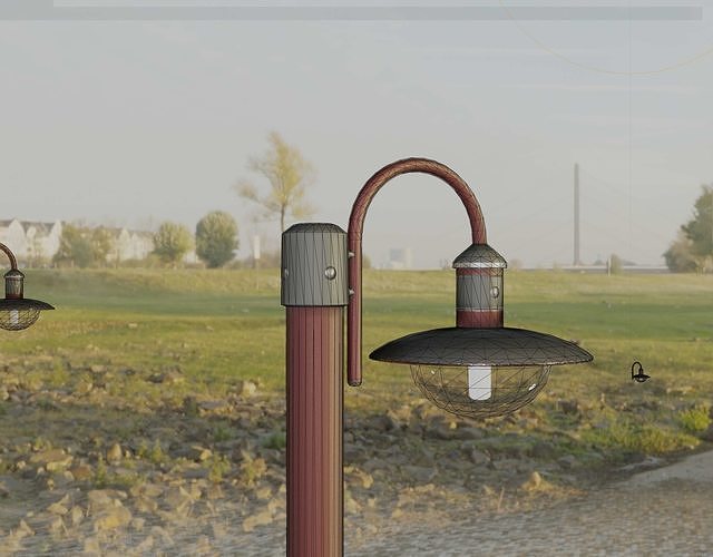 Street Light -7- Red Version -1 Lamp- Low-poly 3D model