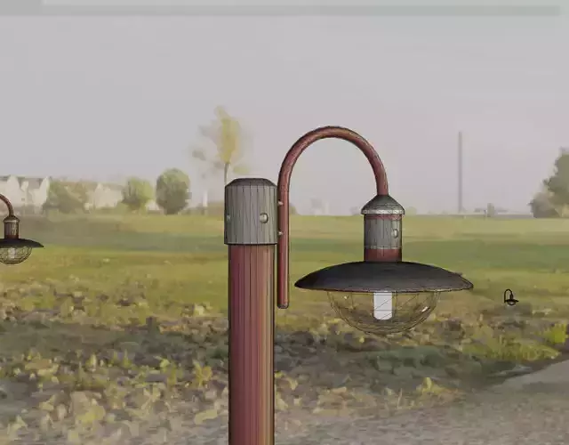 Street Light -7- Red Version -1 Lamp- Low-poly 3D model