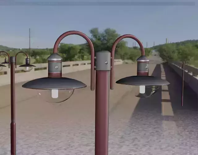 Street Light -7- Red Version -2 Lamps- Low-poly 3D model