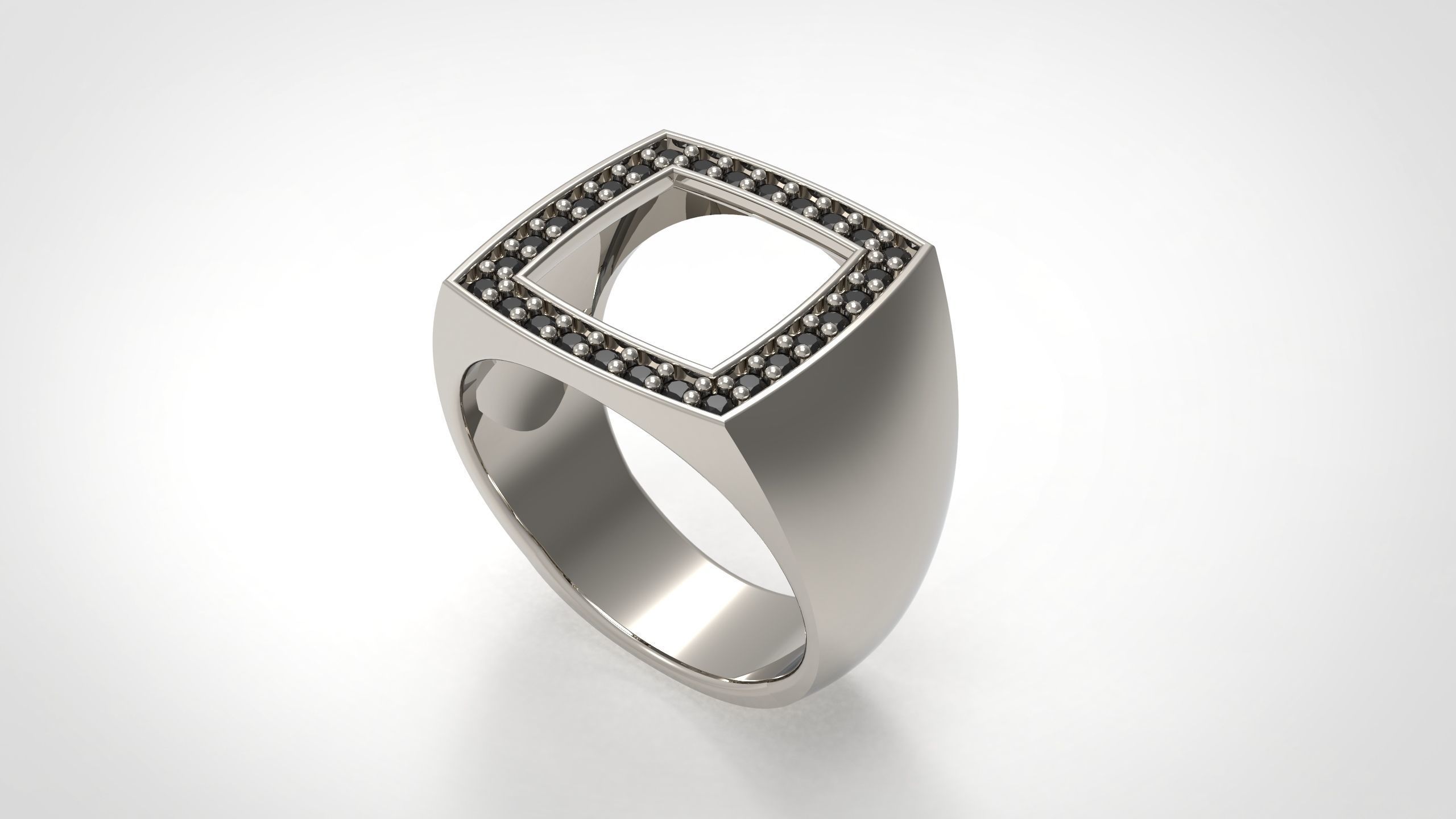 Cushion Open Spinal Rings With Stone in Us Sizes 3D print model_1