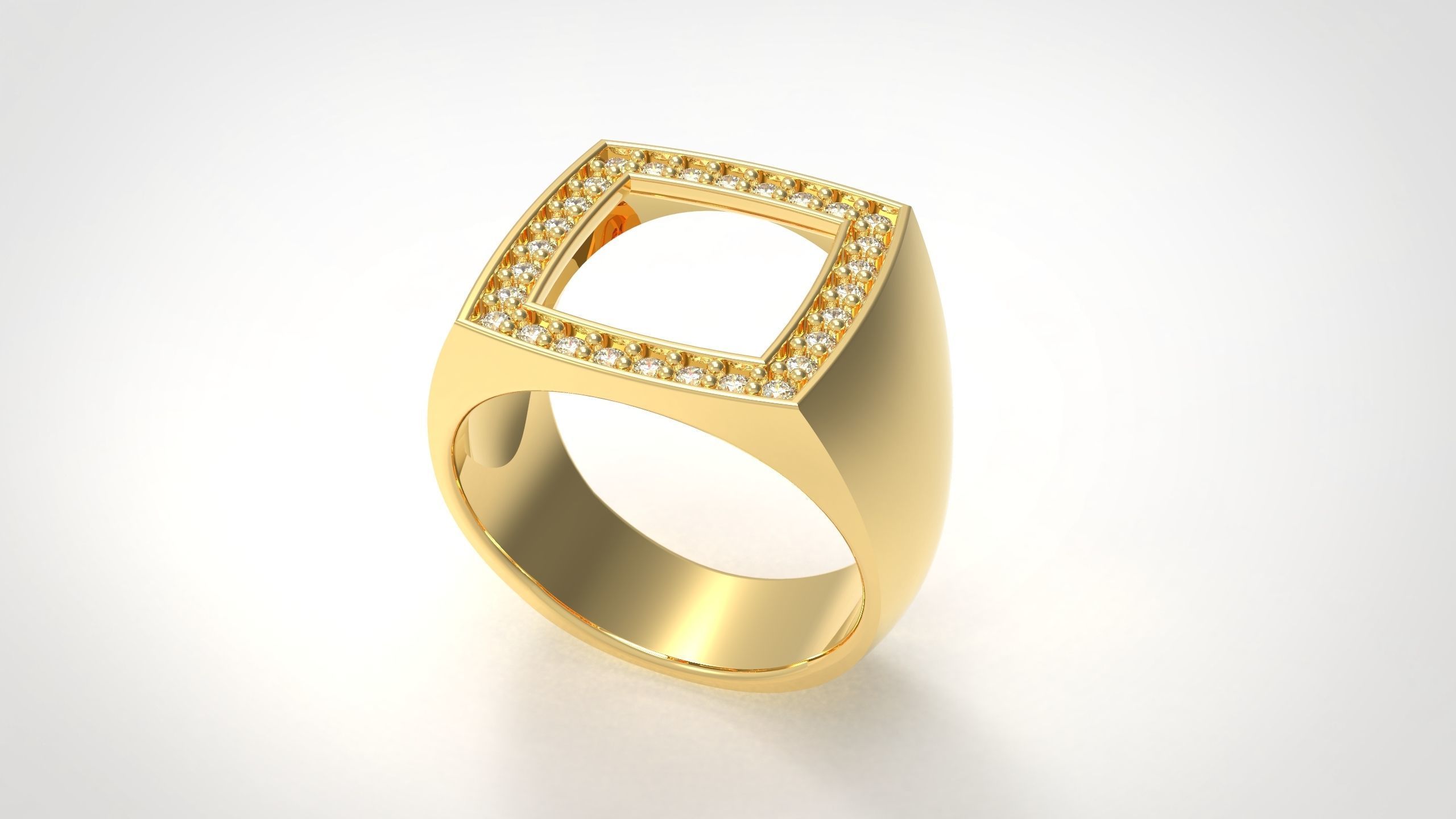 Cushion Open Spinal Rings With Stone in Us Sizes 3D print model_4