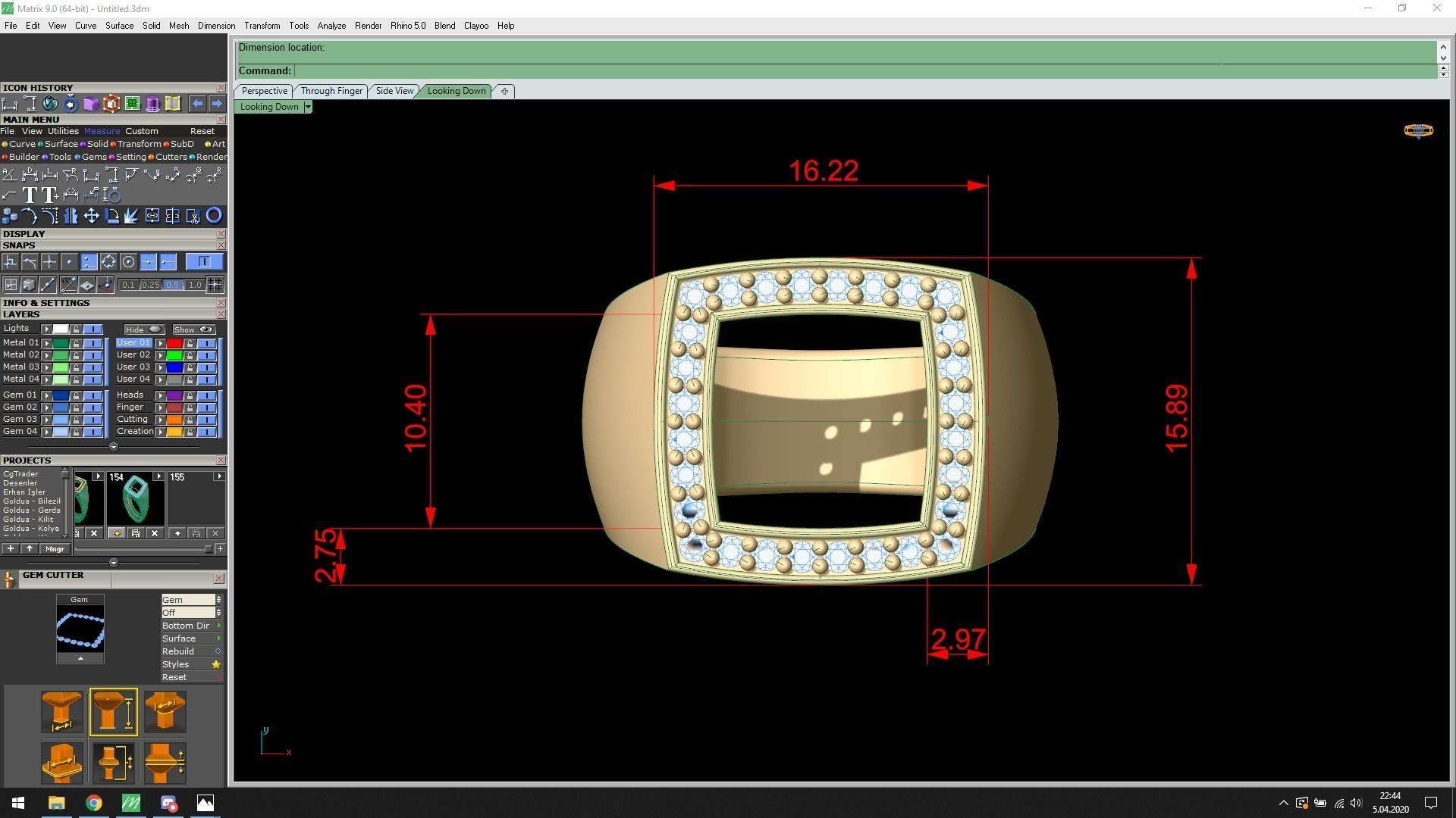 Cushion Open Spinal Rings With Stone in Us Sizes 3D print model_6