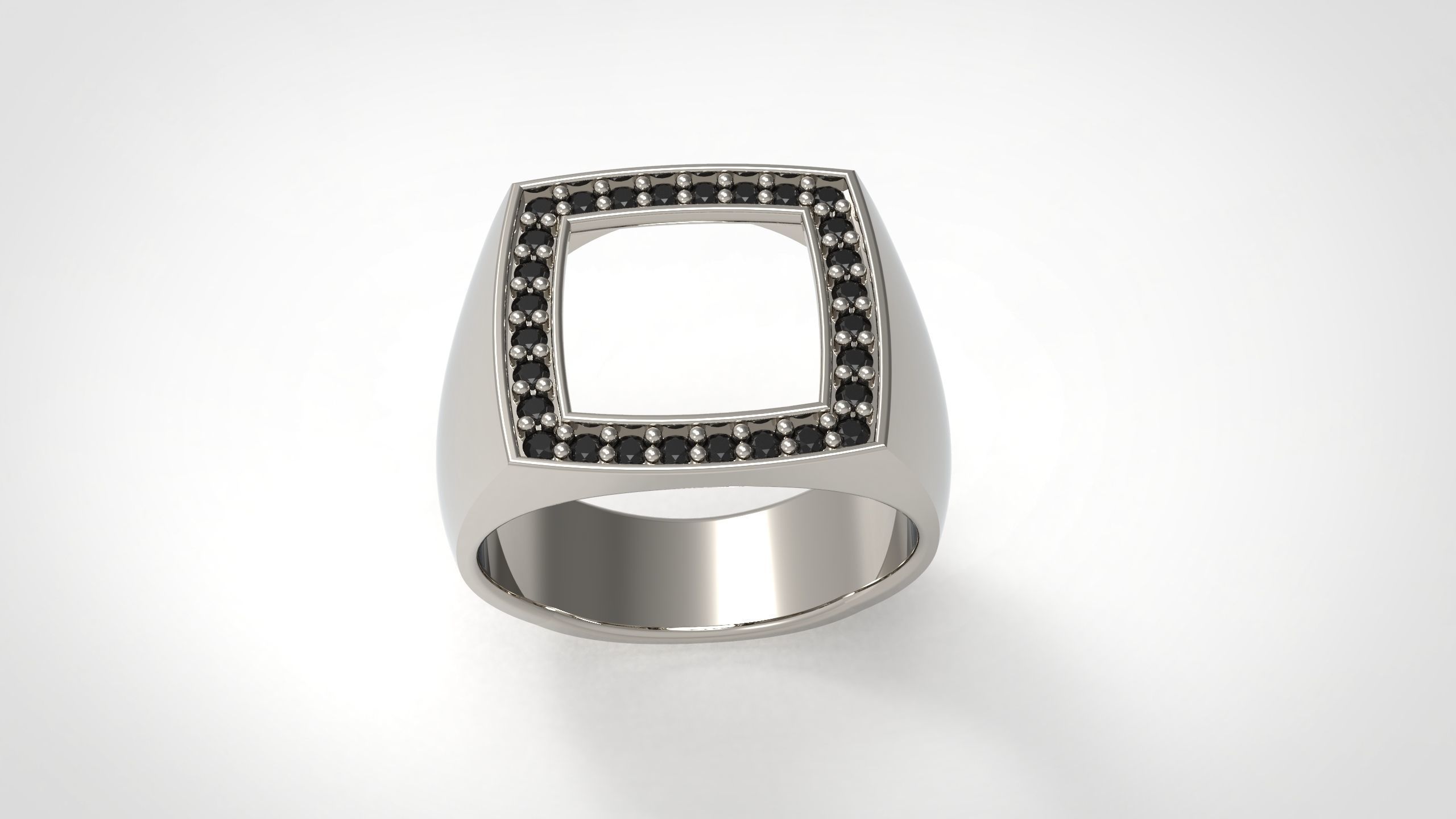 Cushion Open Spinal Rings With Stone in Us Sizes 3D print model_2