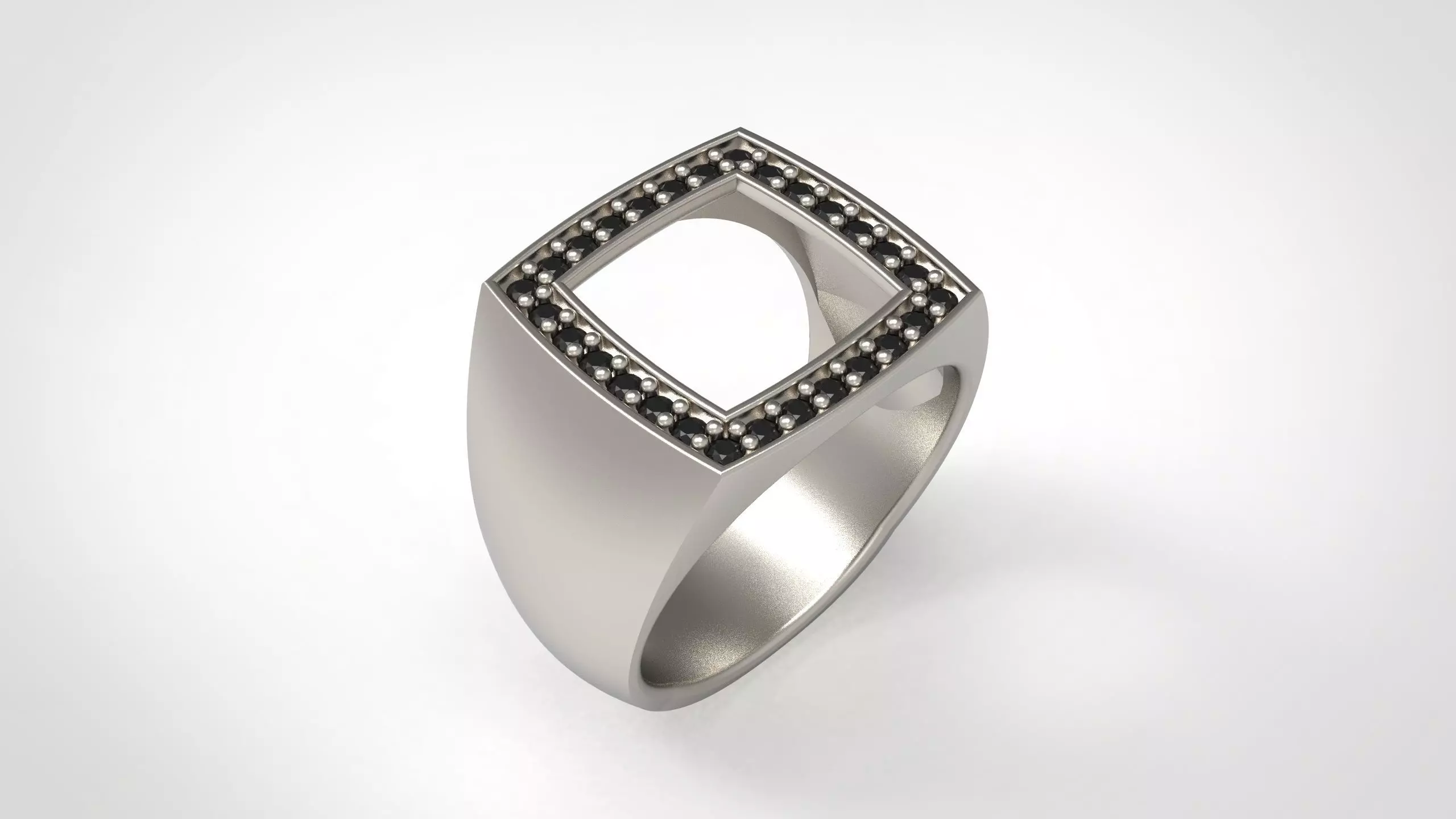 Cushion Open Spinal Rings With Stone in Us Sizes 3D print model_0