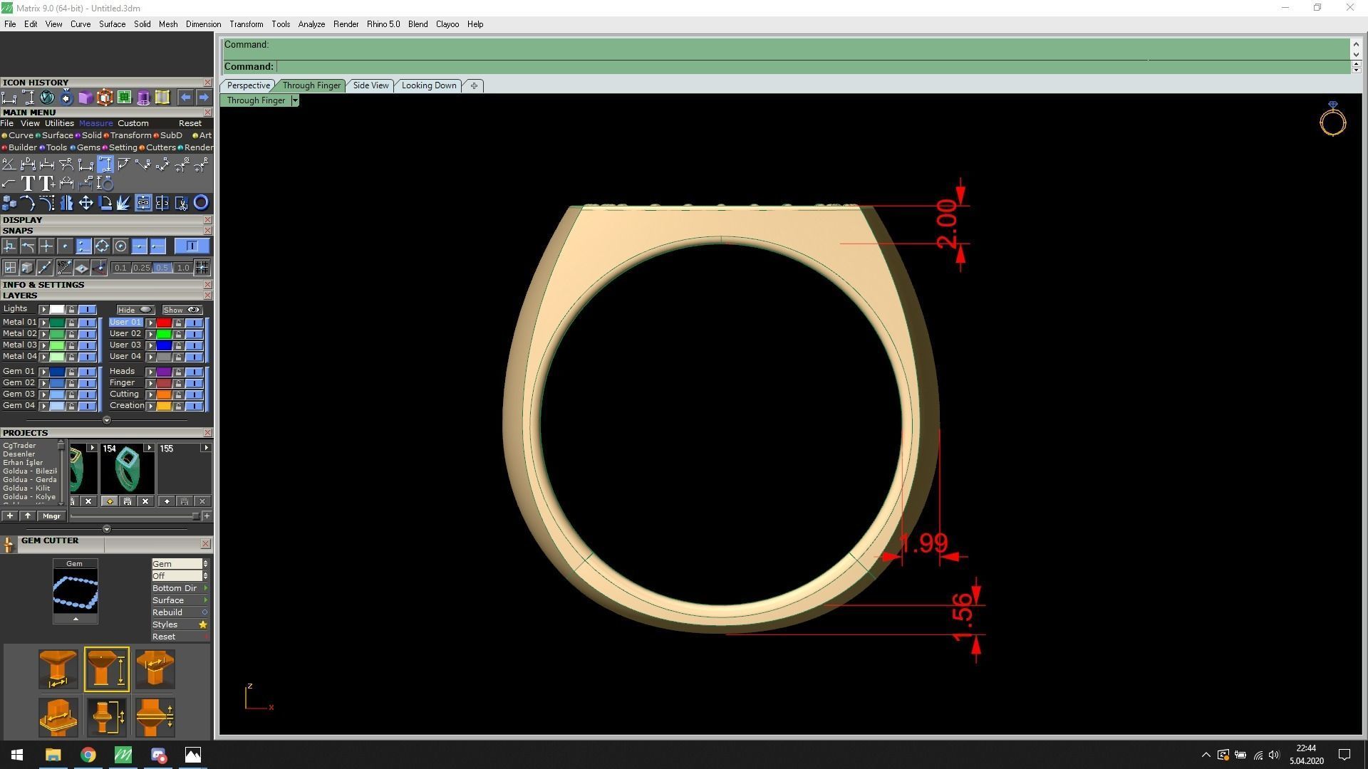 Cushion Open Spinal Rings With Stone in Us Sizes 3D print model_7