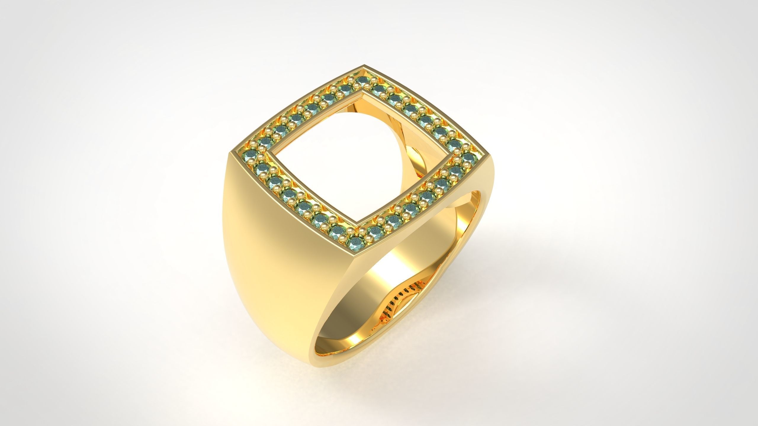 Cushion Open Spinal Rings With Stone in Us Sizes 3D print model_3