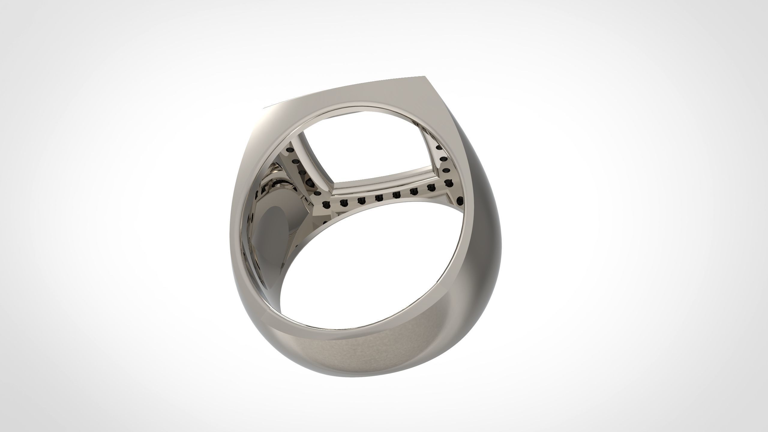 Cushion Open Spinal Rings With Stone in Us Sizes 3D print model_5