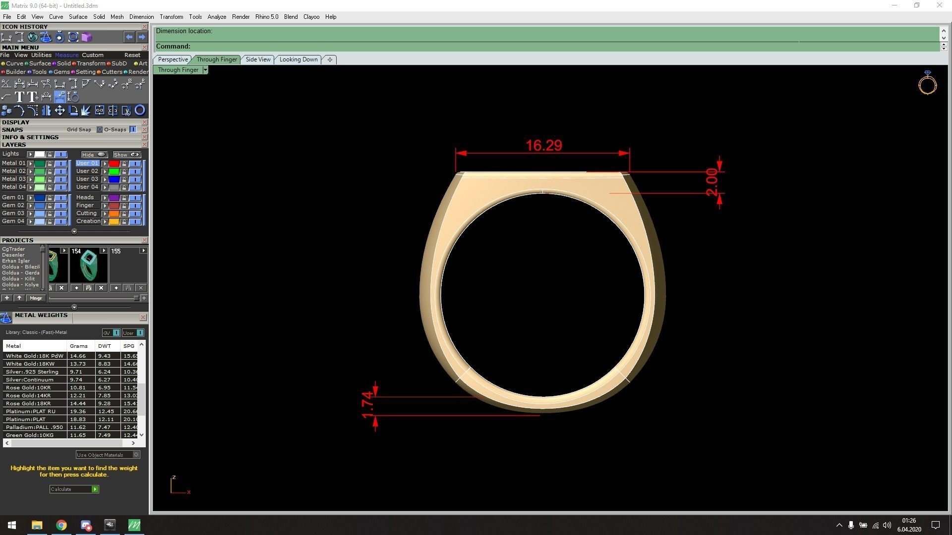 Cushion spinel Open Rings in Us Sizes 3D print model_6