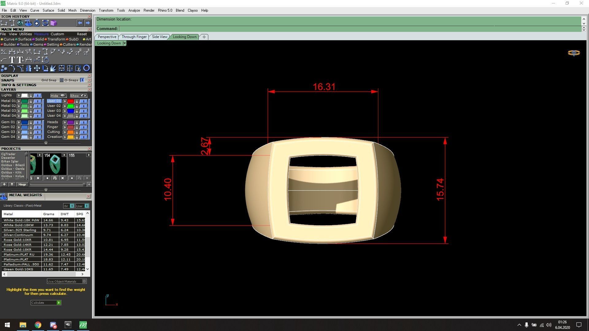 Cushion spinel Open Rings in Us Sizes 3D print model_5