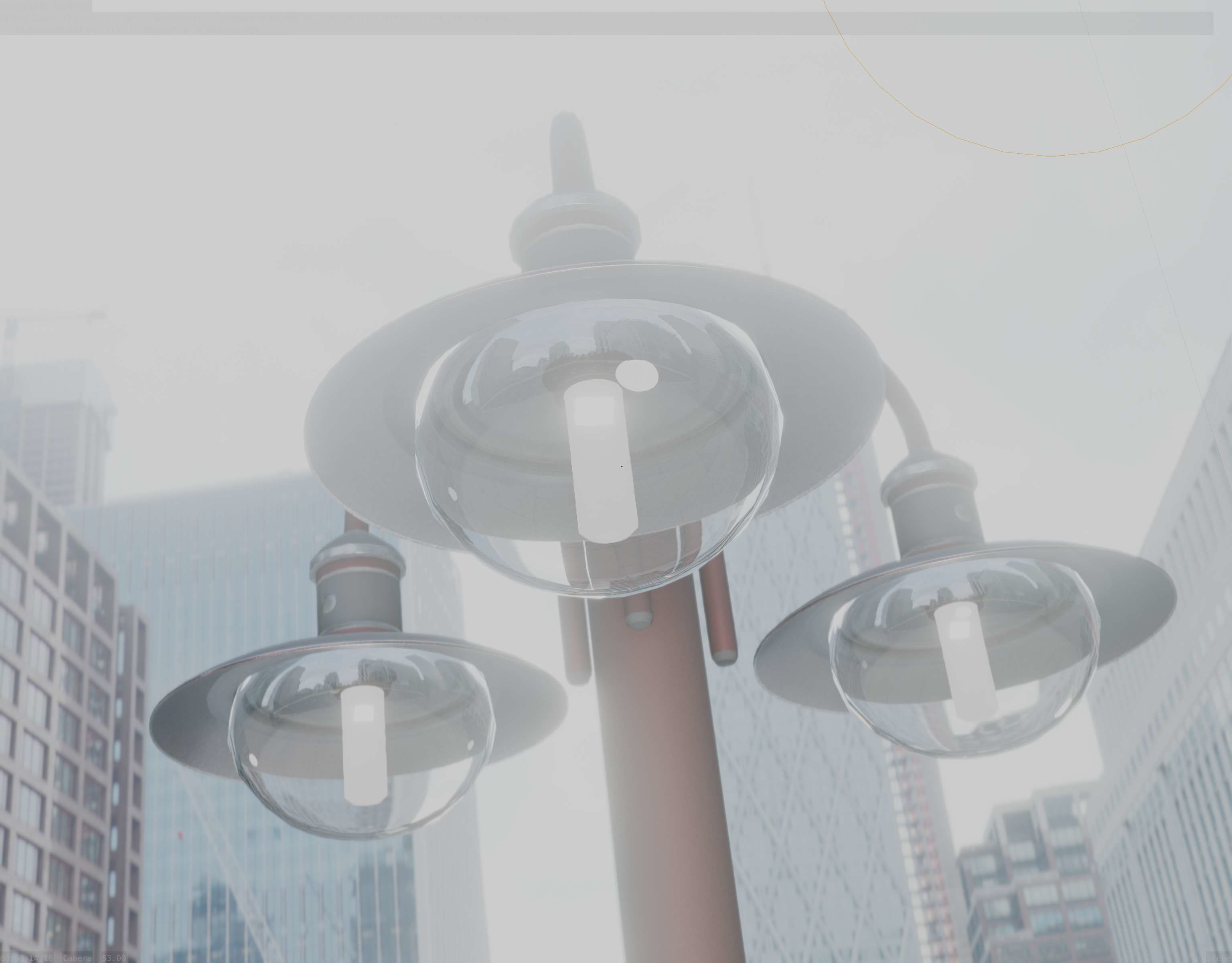 Street Light -7- Red Version -3 Lamps-  Low-poly 3D model_57