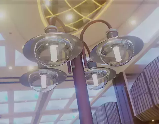 Street Light -7- Red Version -4 Lamps- Low-poly 3D model