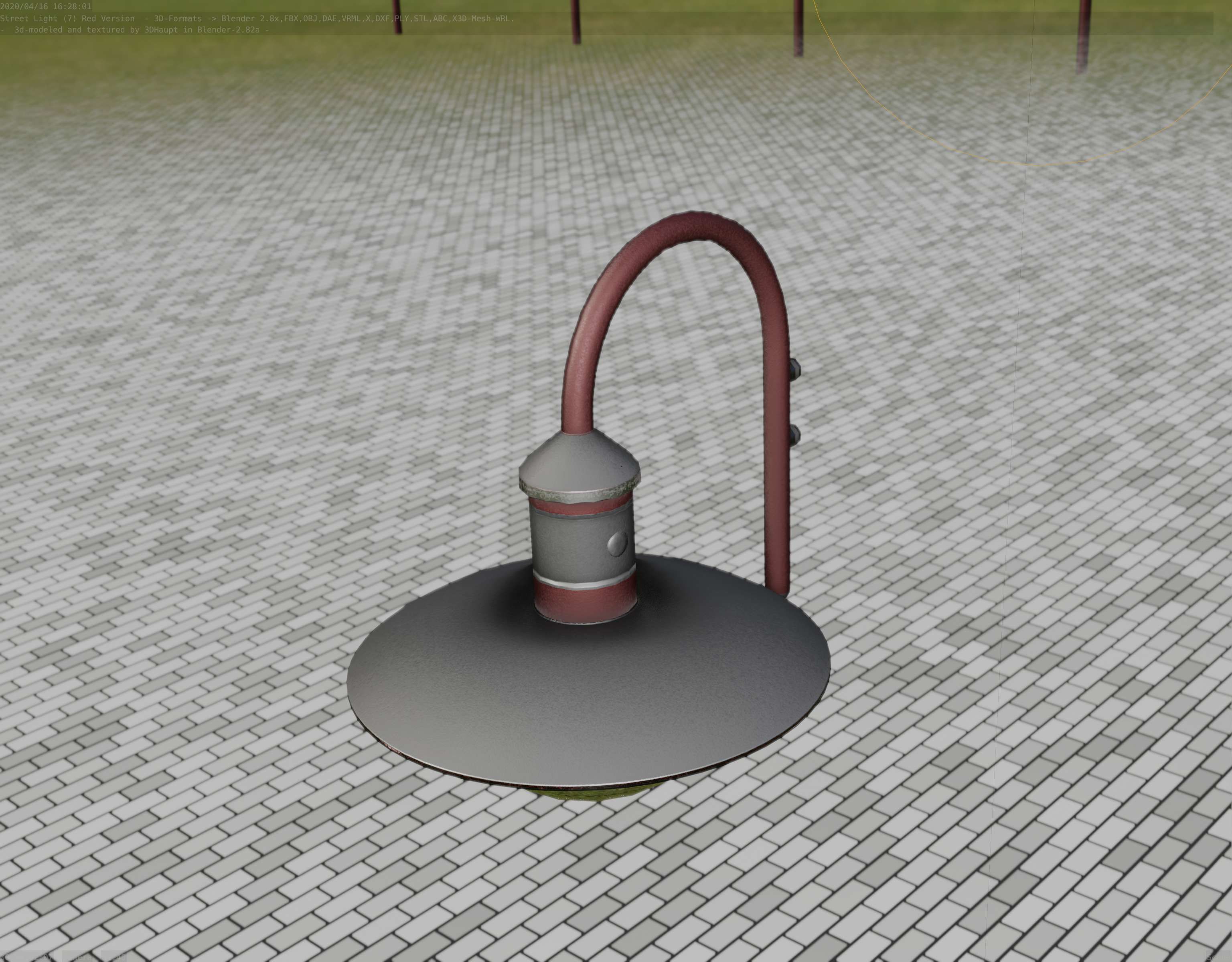  Street Light -7- Red Version - For Walls Low-poly 3D model_68