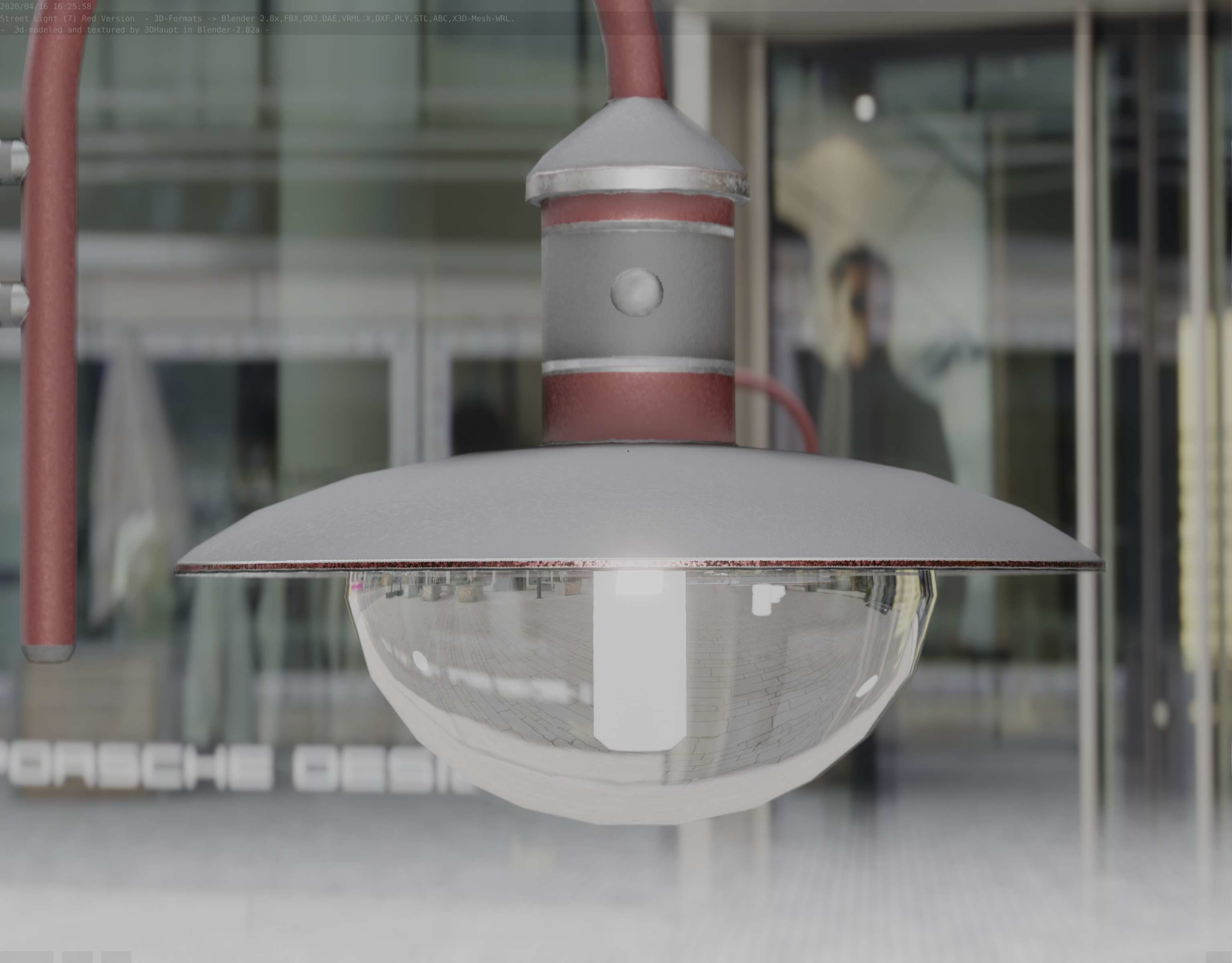  Street Light -7- Red Version - For Walls Low-poly 3D model_49