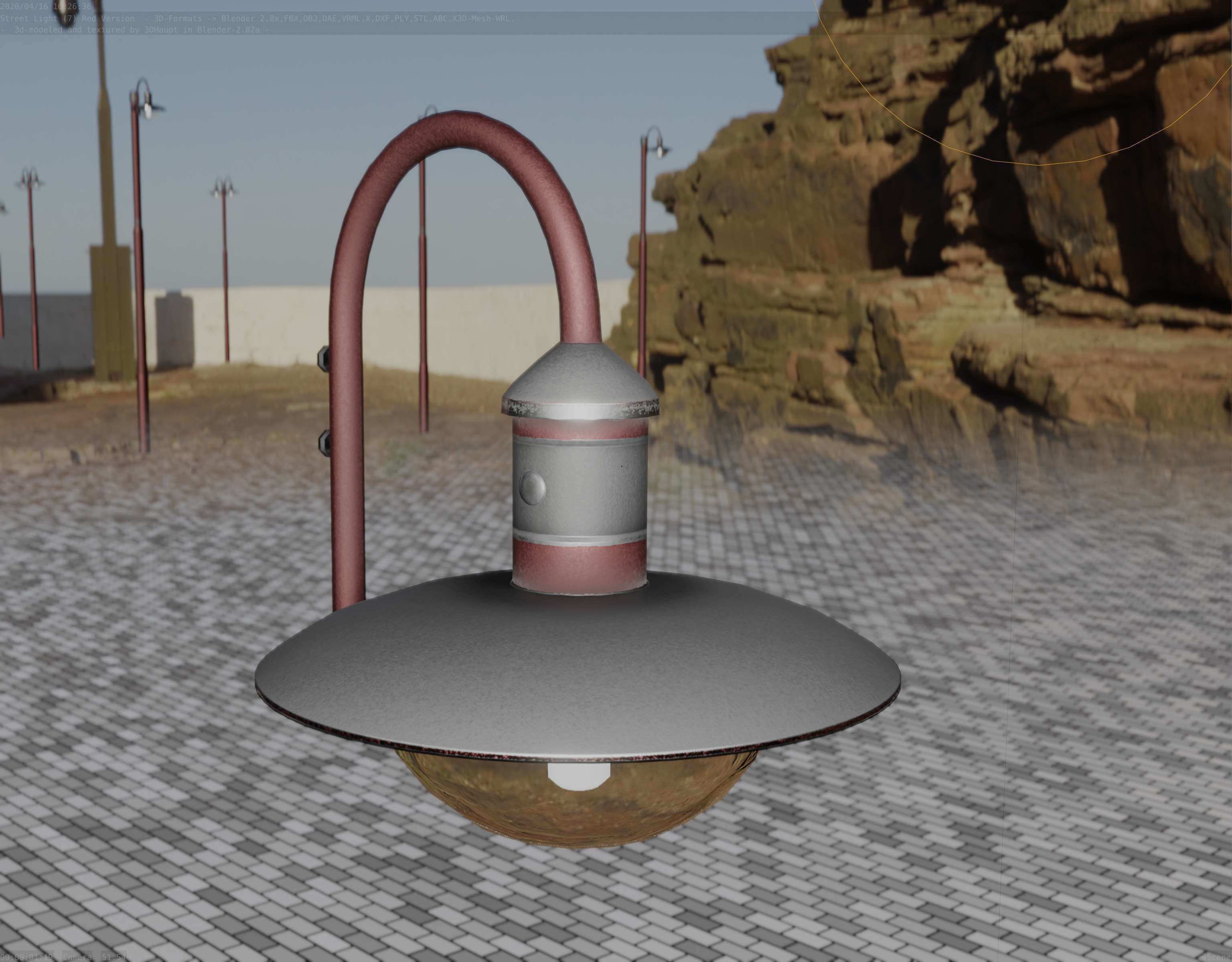  Street Light -7- Red Version - For Walls Low-poly 3D model_56