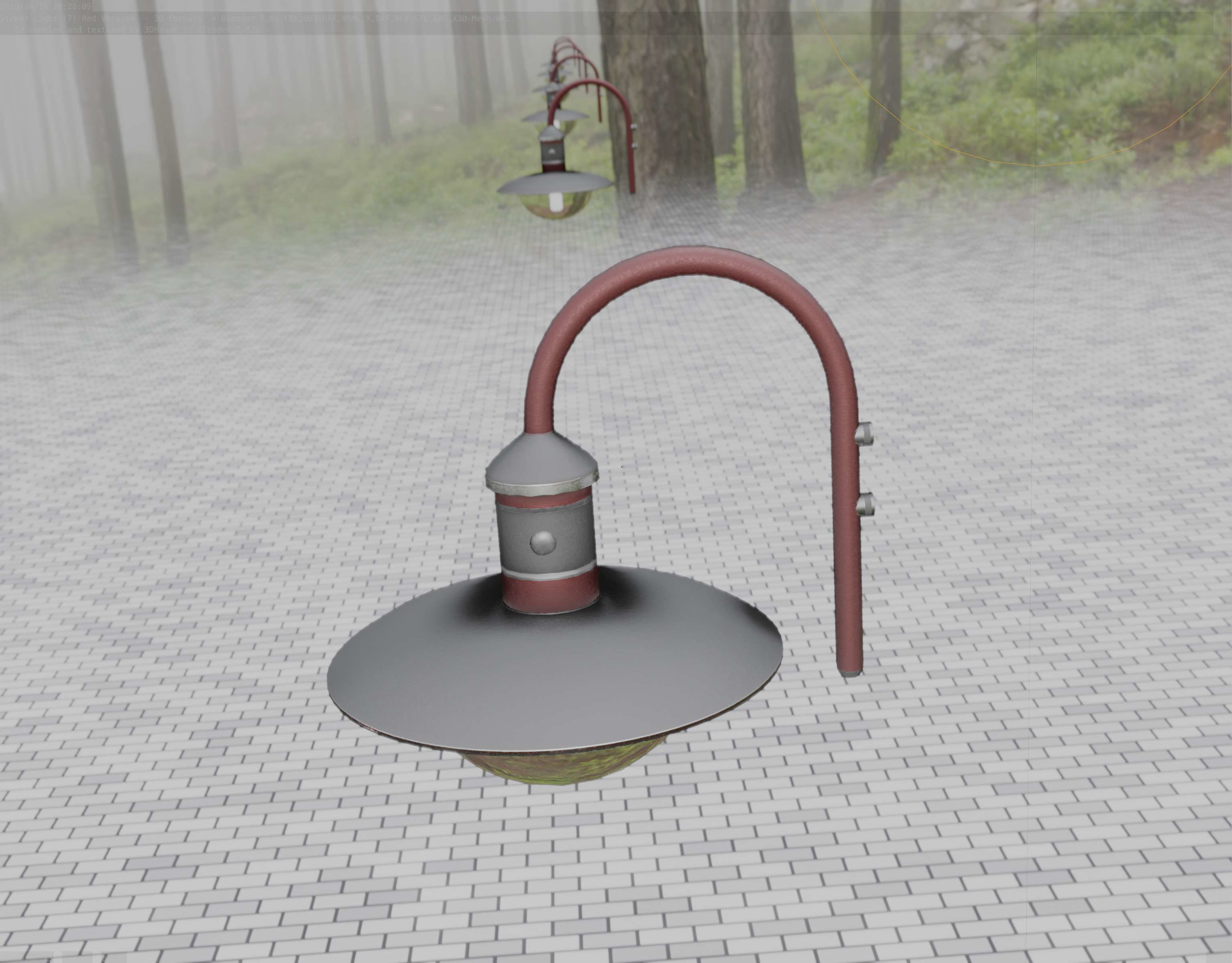  Street Light -7- Red Version - For Walls Low-poly 3D model_74