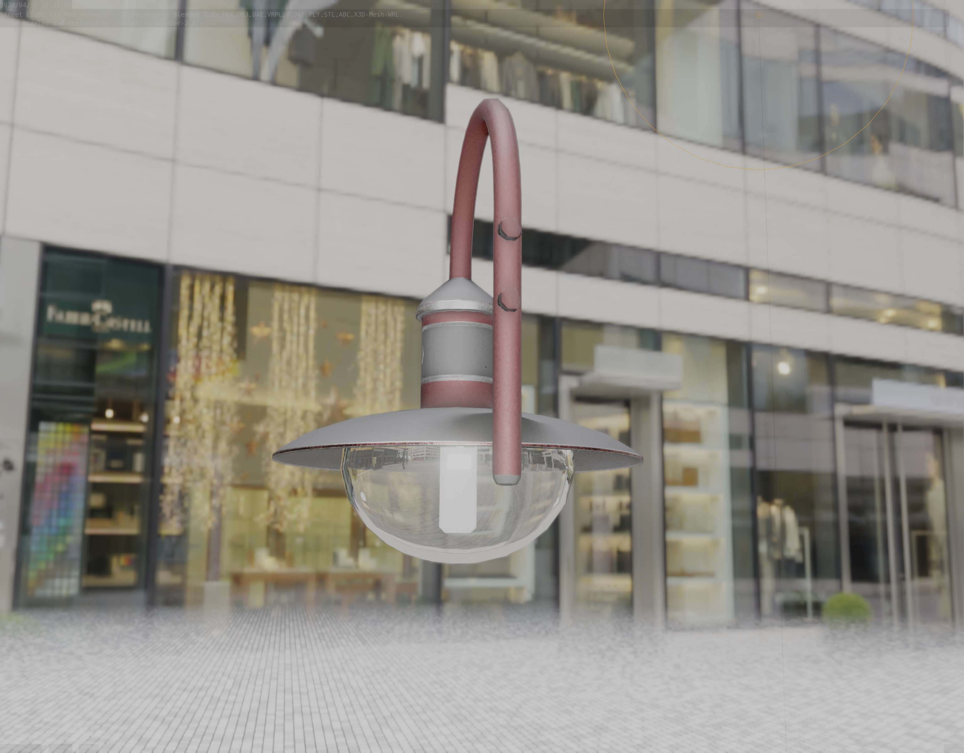  Street Light -7- Red Version - For Walls Low-poly 3D model_30