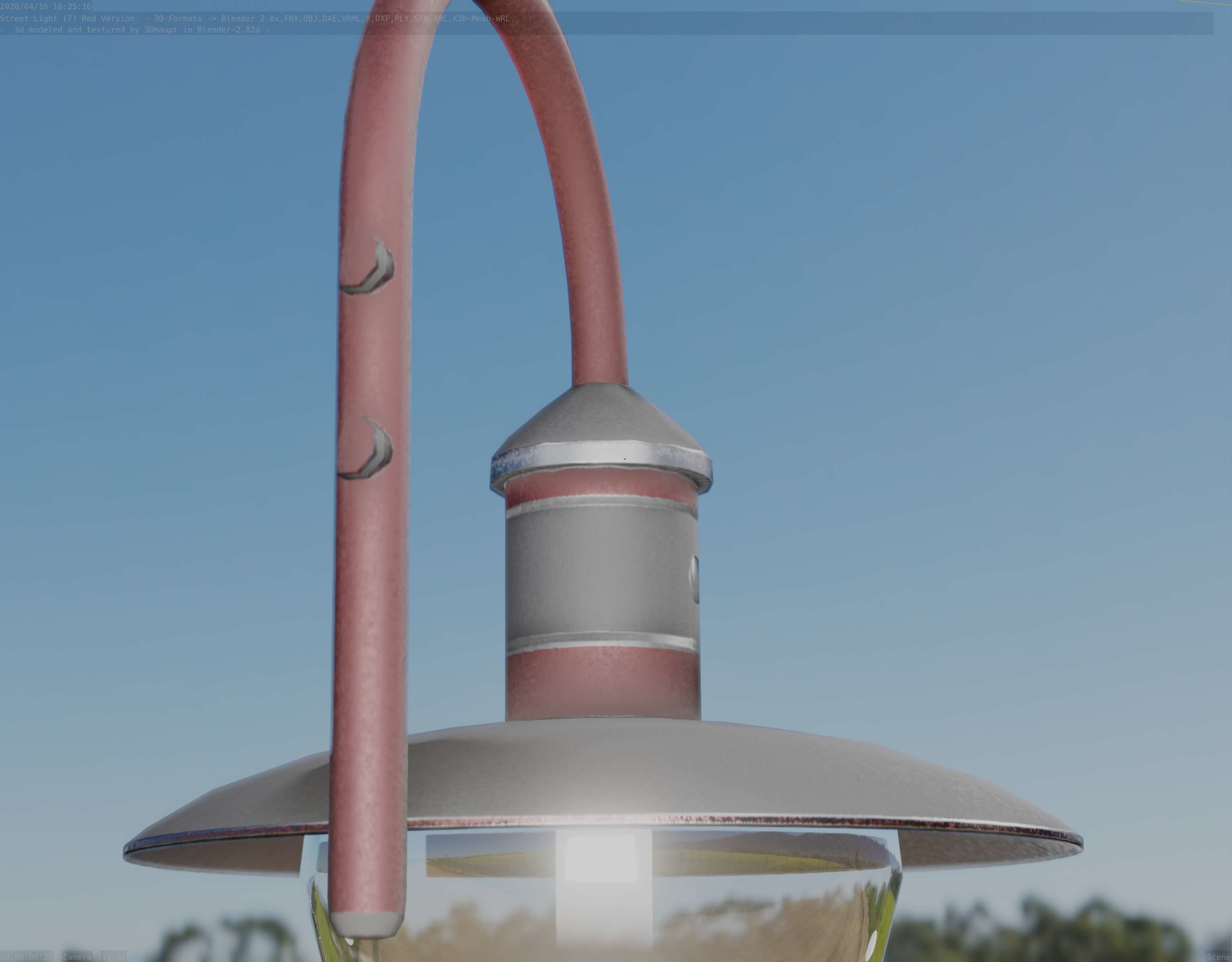  Street Light -7- Red Version - For Walls Low-poly 3D model_36