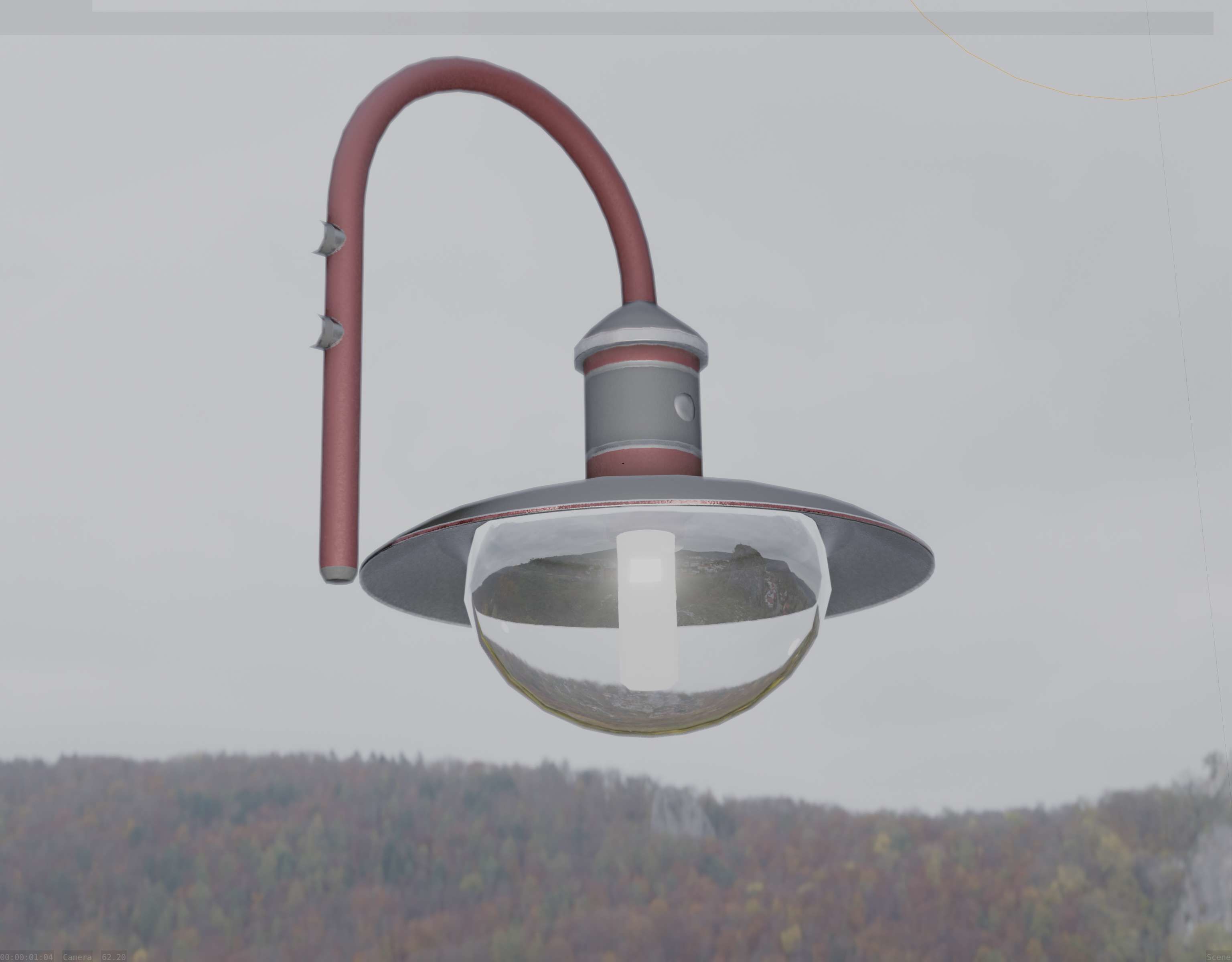  Street Light -7- Red Version - For Walls Low-poly 3D model_41