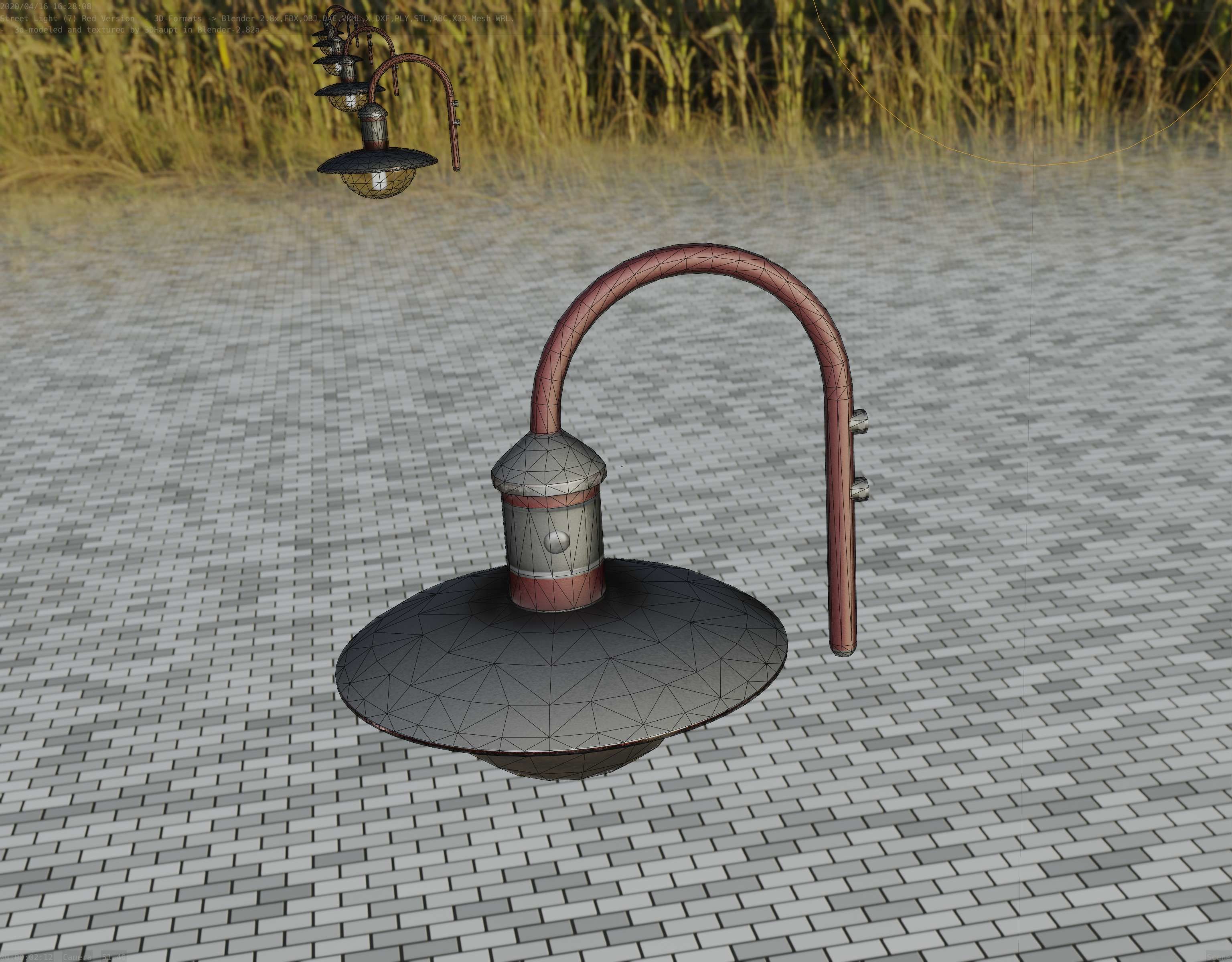  Street Light -7- Red Version - For Walls Low-poly 3D model_73