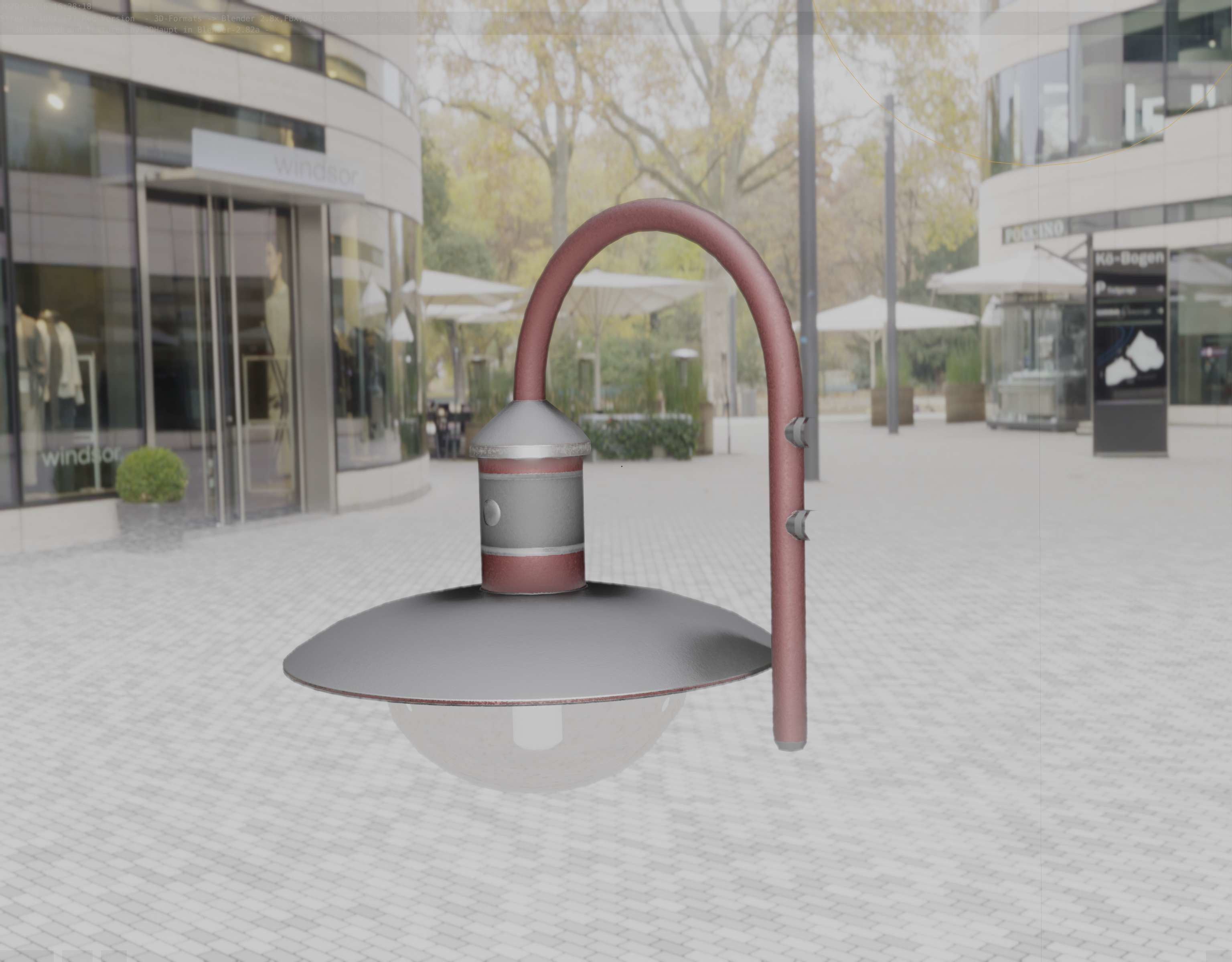  Street Light -7- Red Version - For Walls Low-poly 3D model_80