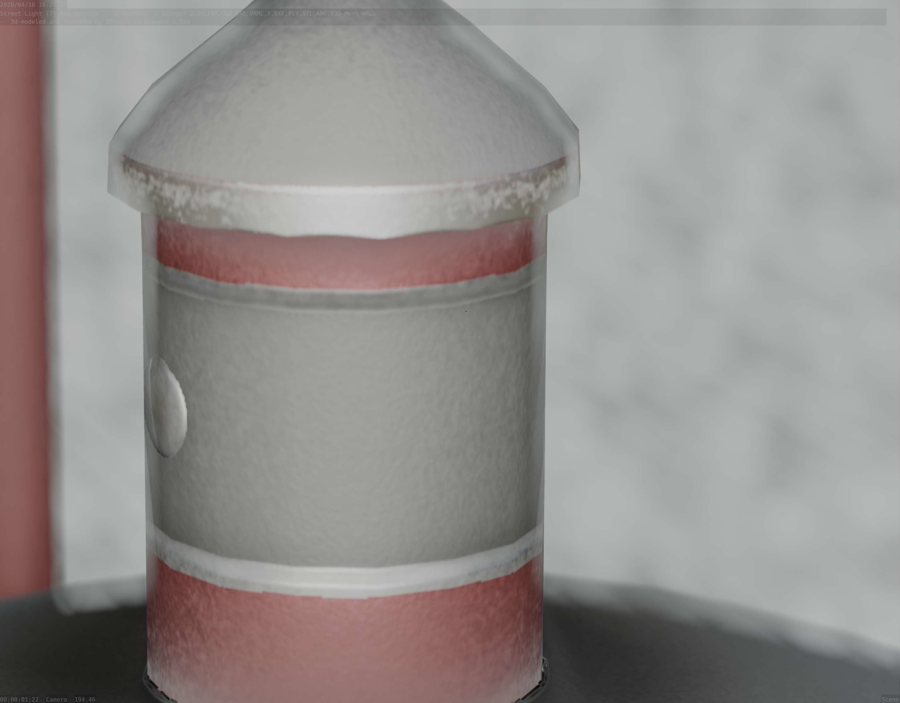  Street Light -7- Red Version - For Walls Low-poly 3D model_59