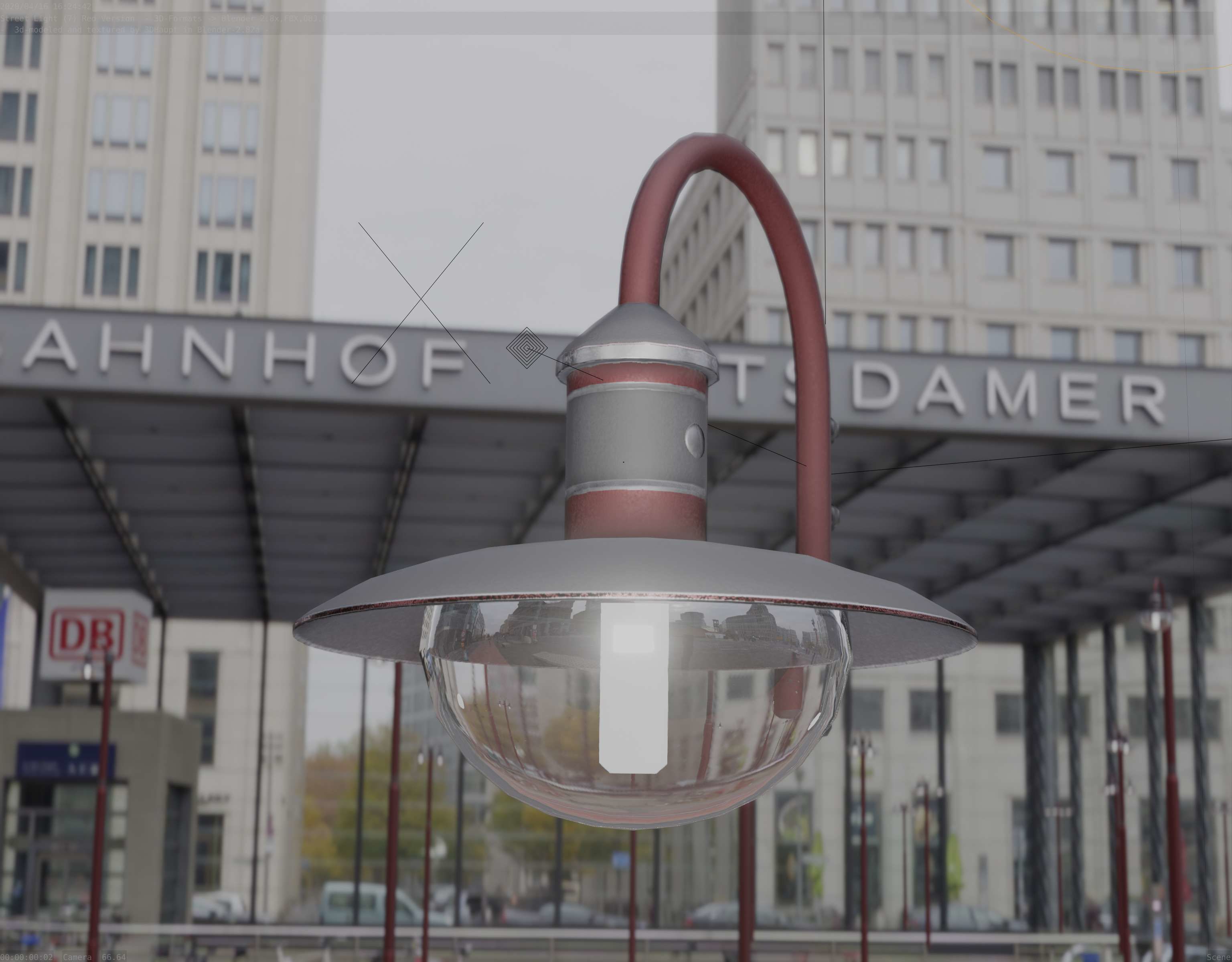  Street Light -7- Red Version - For Walls Low-poly 3D model_18