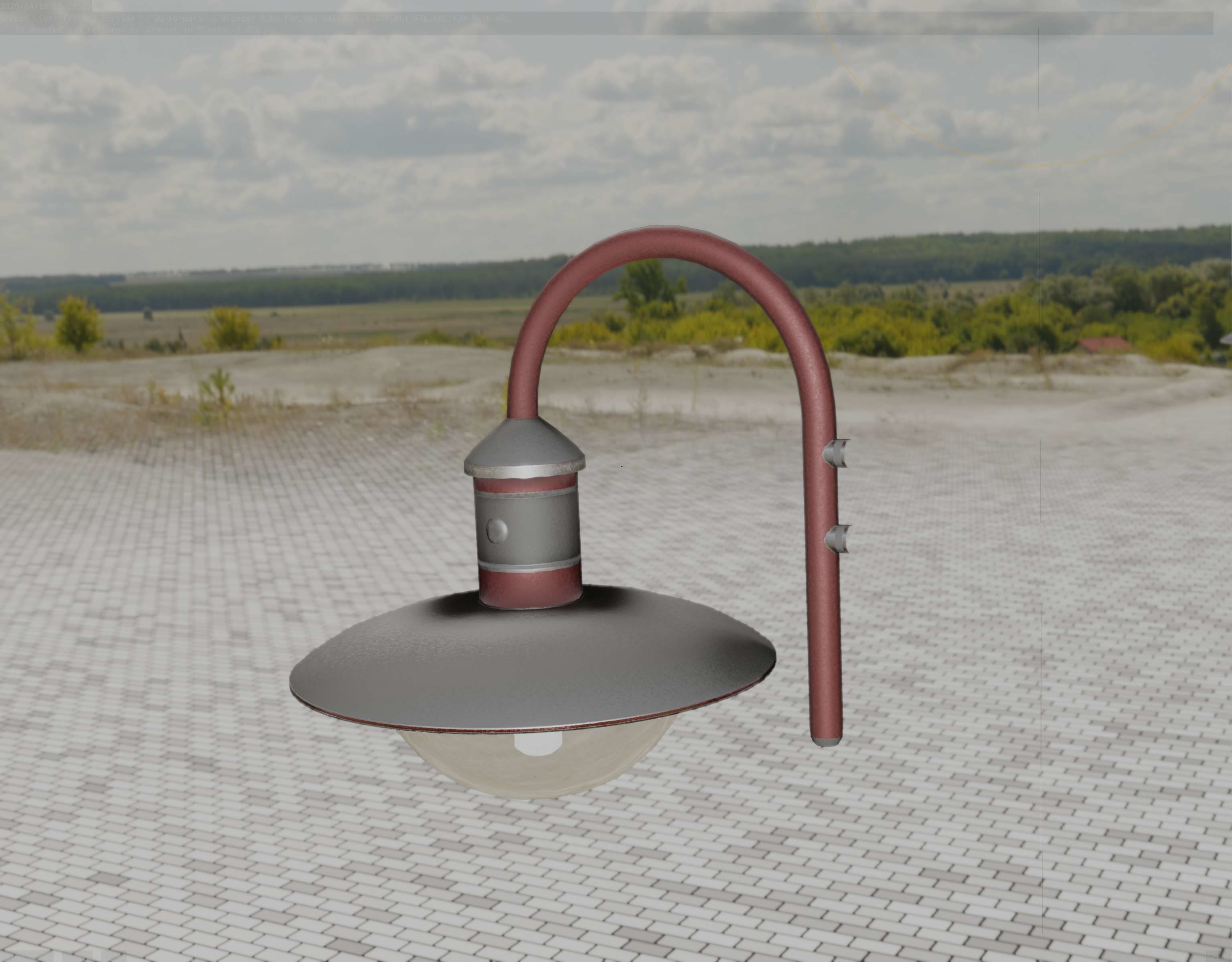  Street Light -7- Red Version - For Walls Low-poly 3D model_78