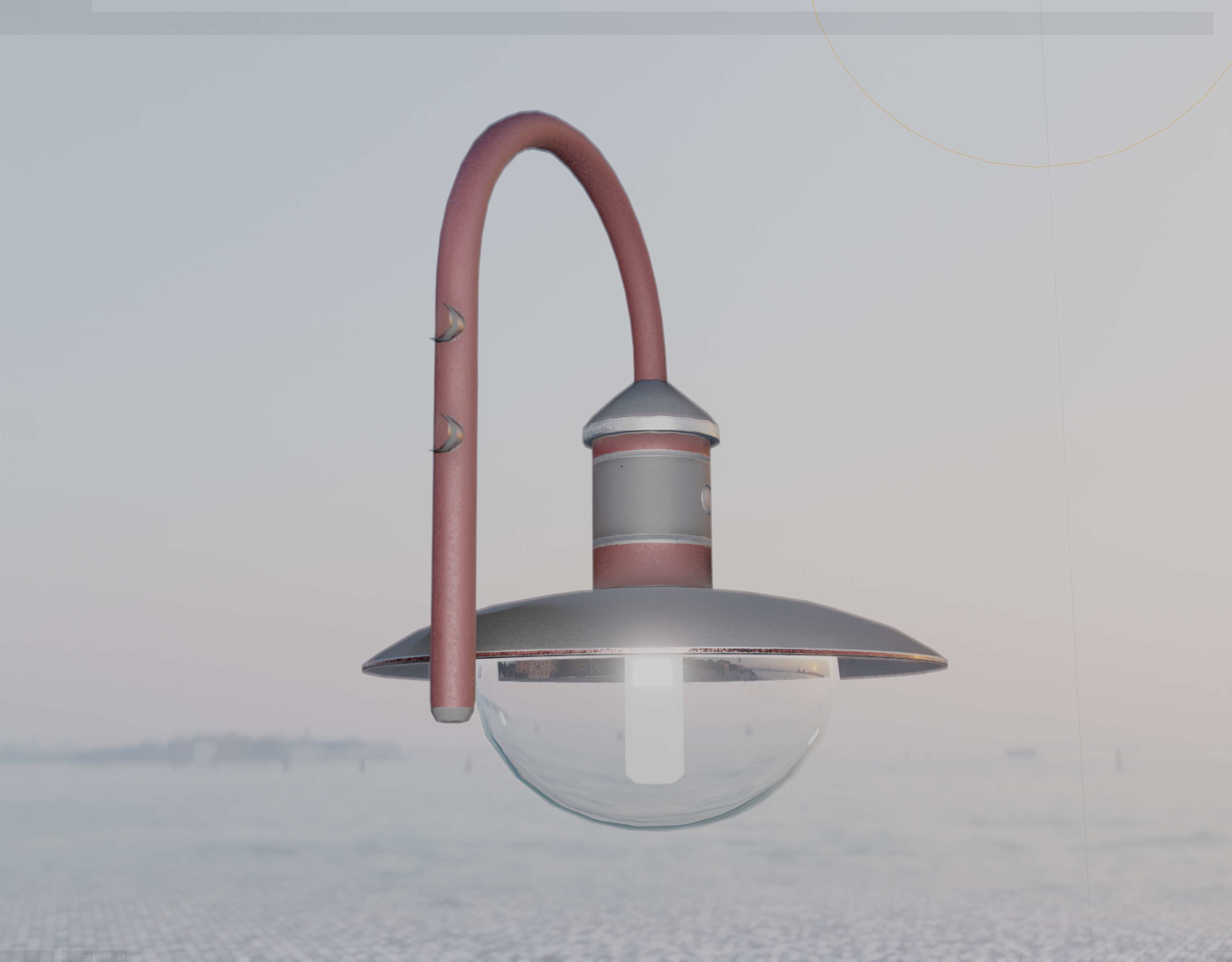  Street Light -7- Red Version - For Walls Low-poly 3D model_96