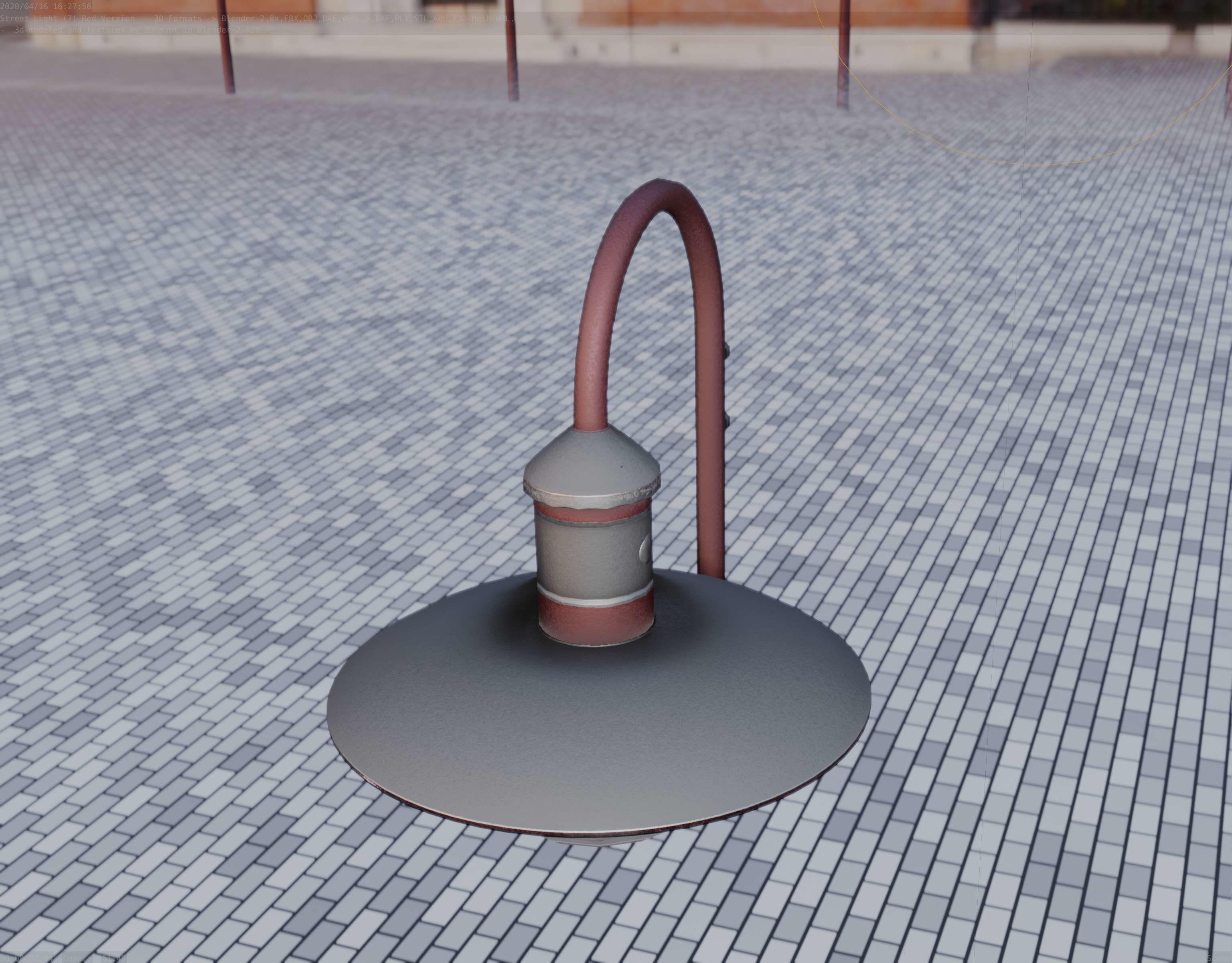  Street Light -7- Red Version - For Walls Low-poly 3D model_65