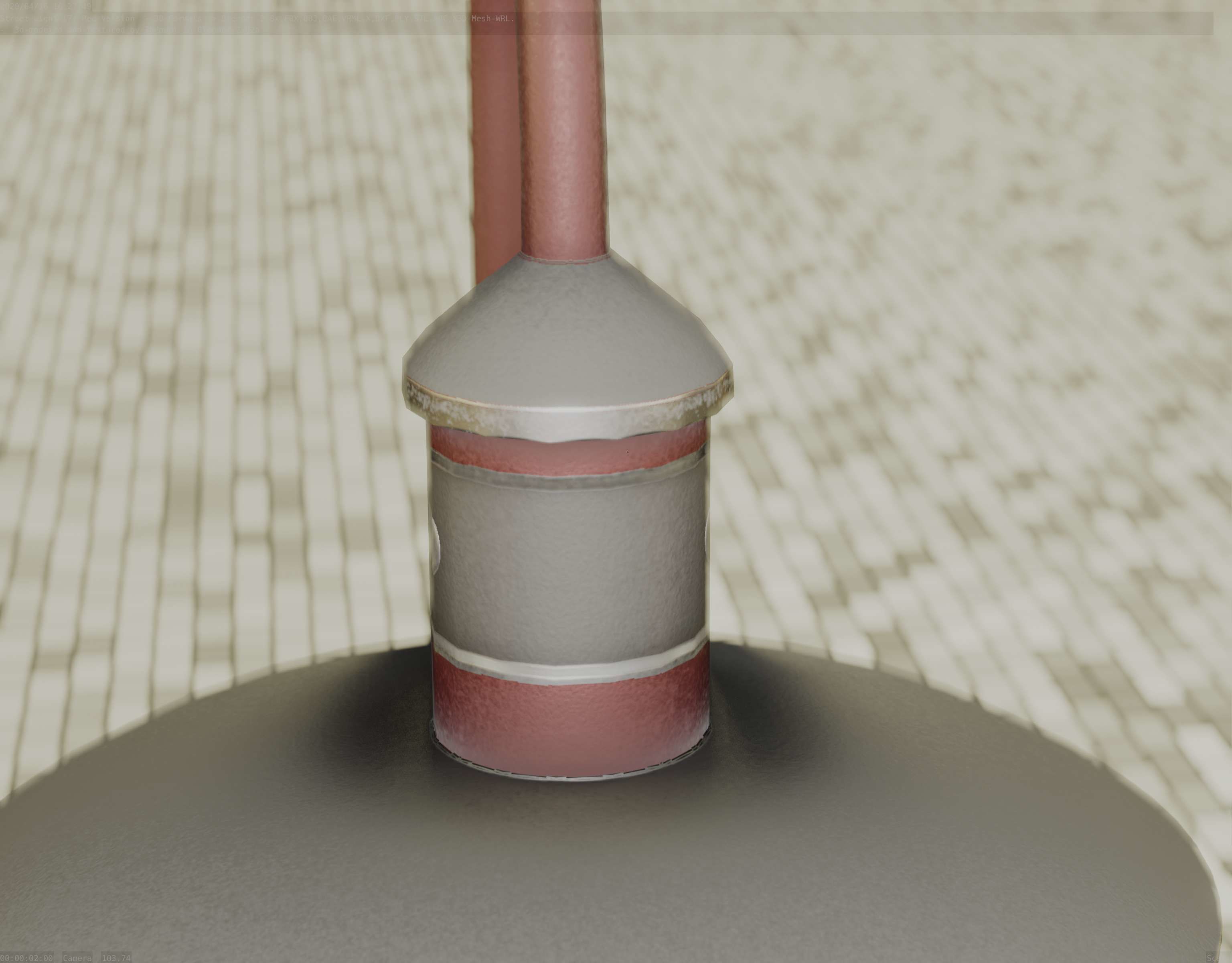  Street Light -7- Red Version - For Walls Low-poly 3D model_61