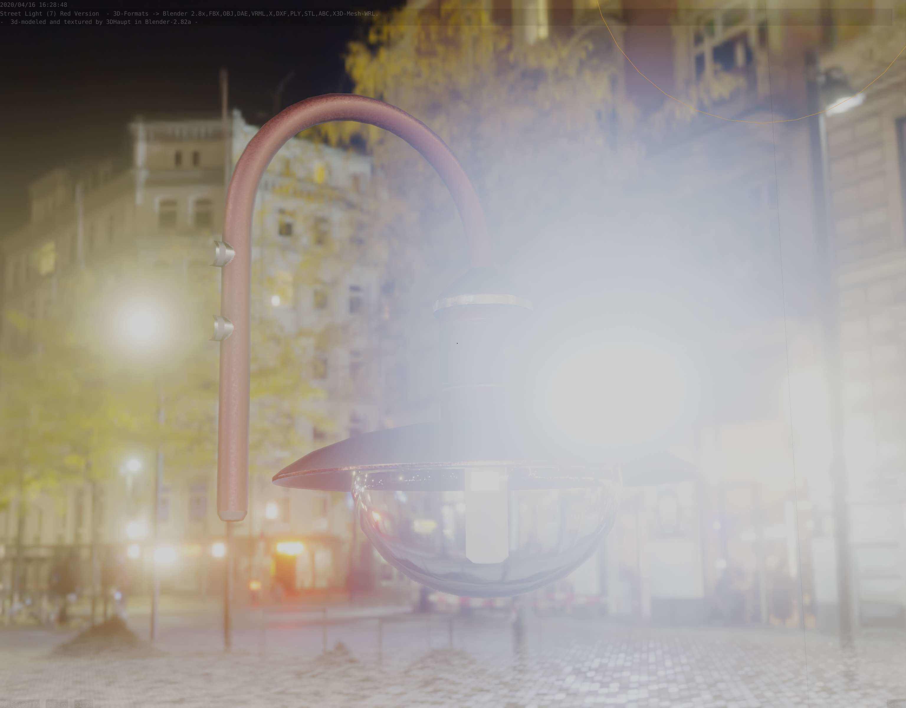  Street Light -7- Red Version - For Walls Low-poly 3D model_33