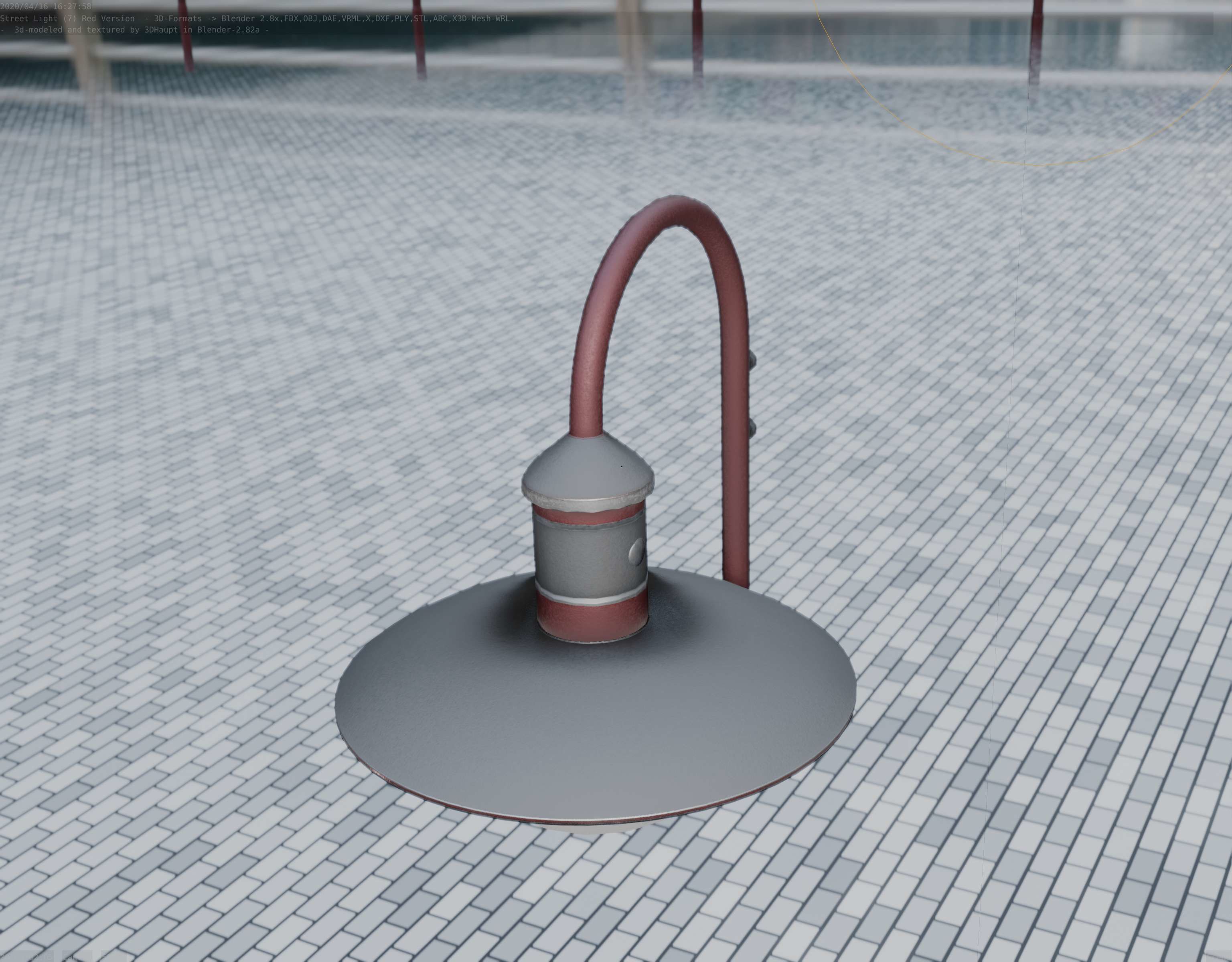  Street Light -7- Red Version - For Walls Low-poly 3D model_66