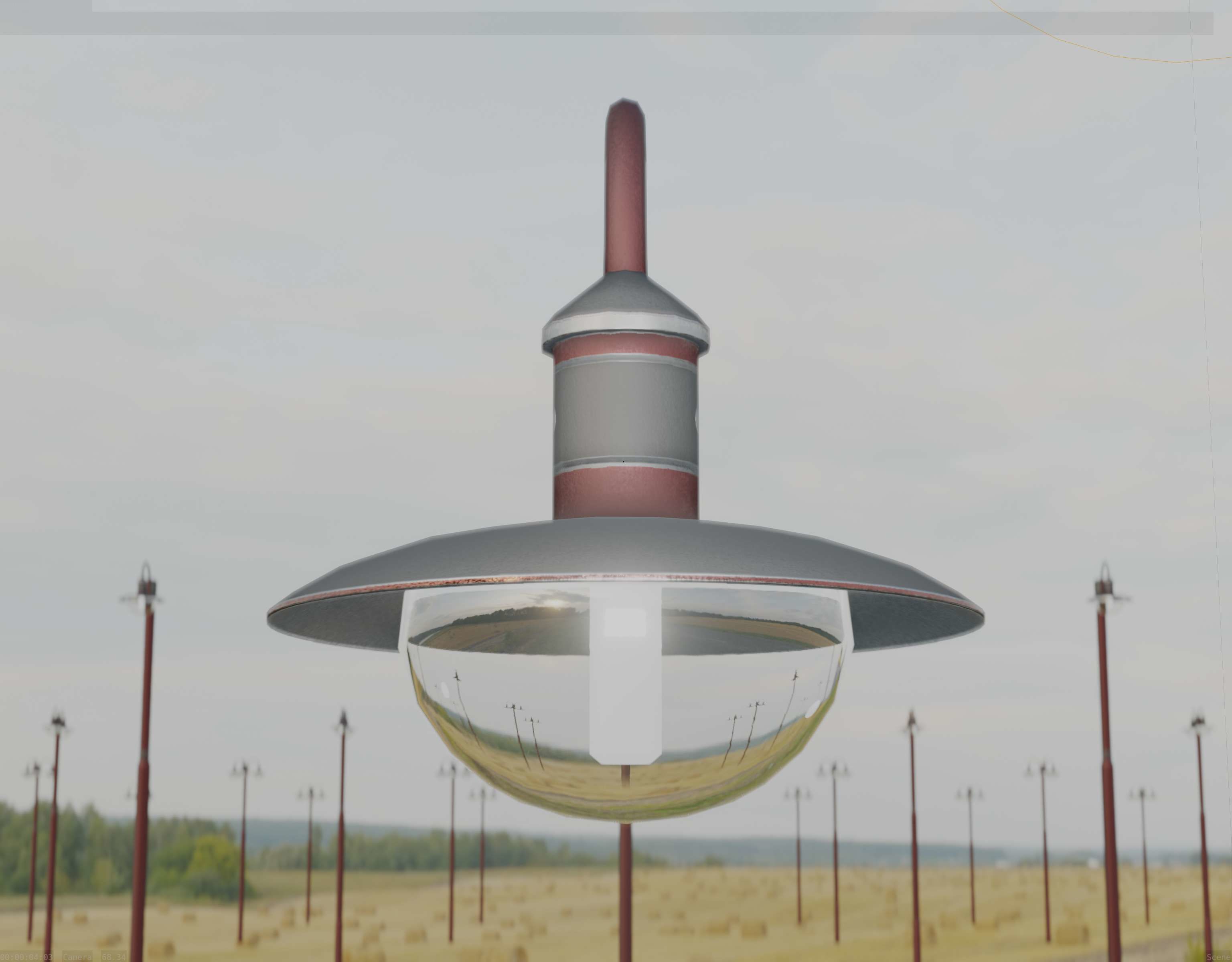  Street Light -7- Red Version - For Walls Low-poly 3D model_15